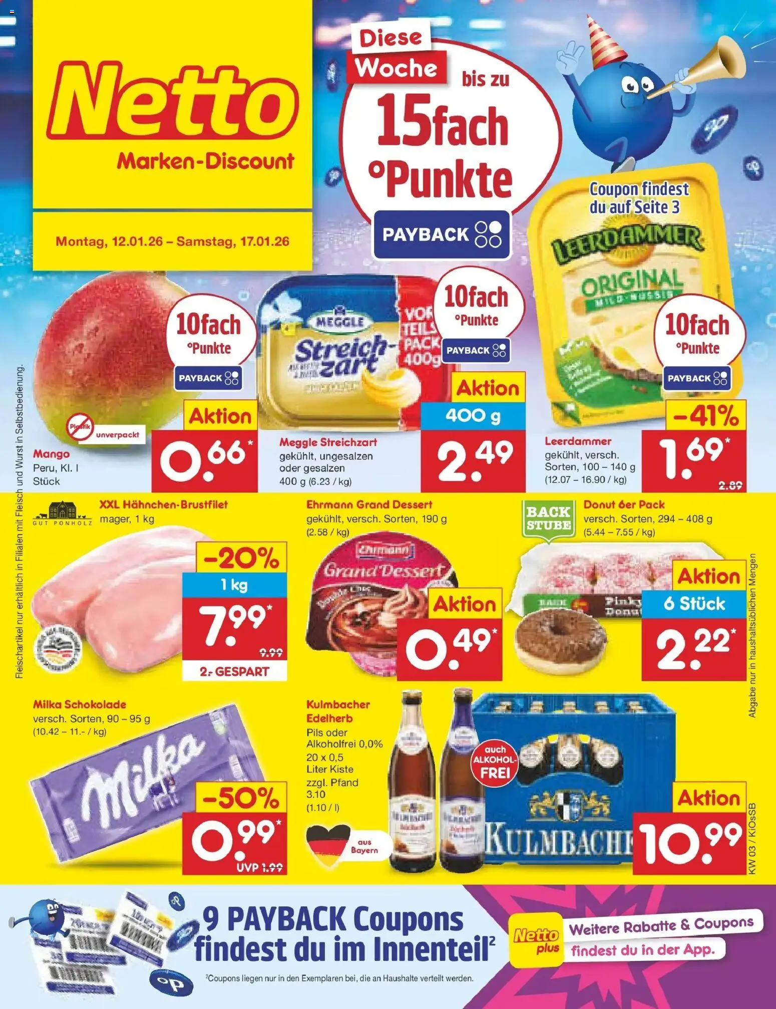 Netto Marken-Discount prospekt Oberhaid	 – gültig ab 12.01.2026 | Seite: 1 | Produkte: Schokolade, Pils, Leerdammer, Mango