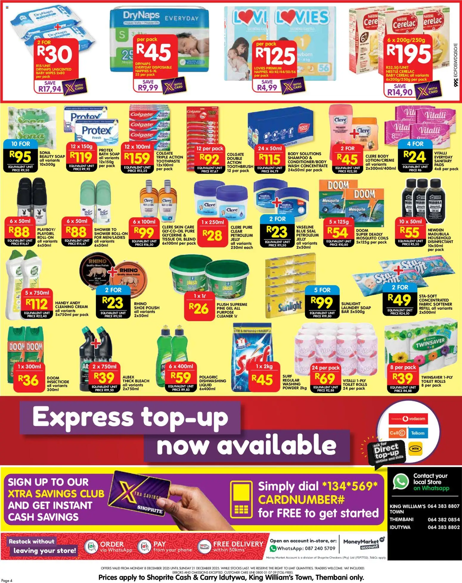New Shoprite catalogue – valid from 08.12.2025 | Page: 4 | Products: Data, Bath, Fabric softener, Toothbrush