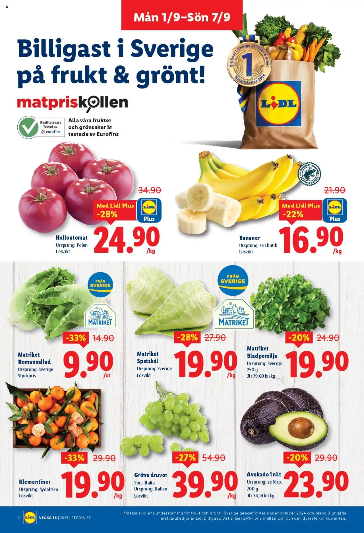 Lidl reklamblad aktuell från 01.09.2025 | Sida: 2 | Produkter: Romansallad, Bananer