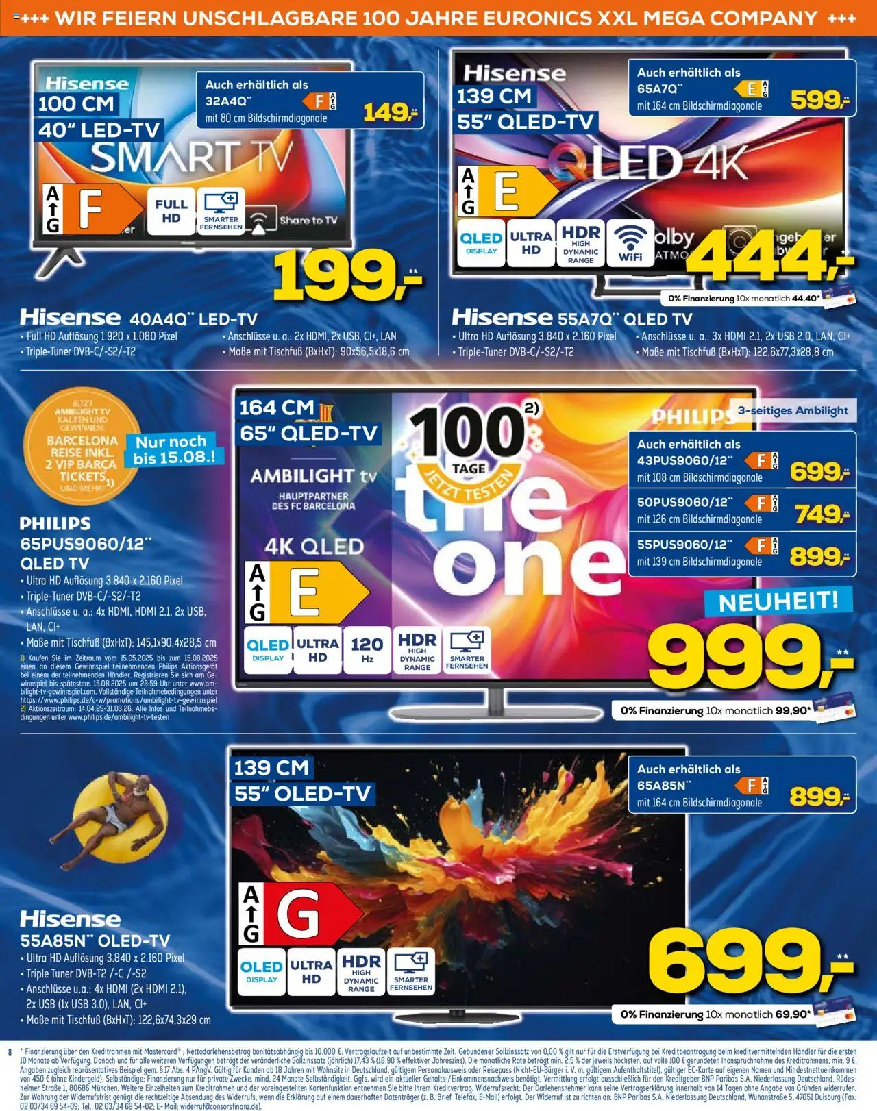 Euronics Prospekt 	 - gültig ab dem 13.08.2025 | Seite: 8 | Produkte: Philips, USB, Fernsehen, Smart TV