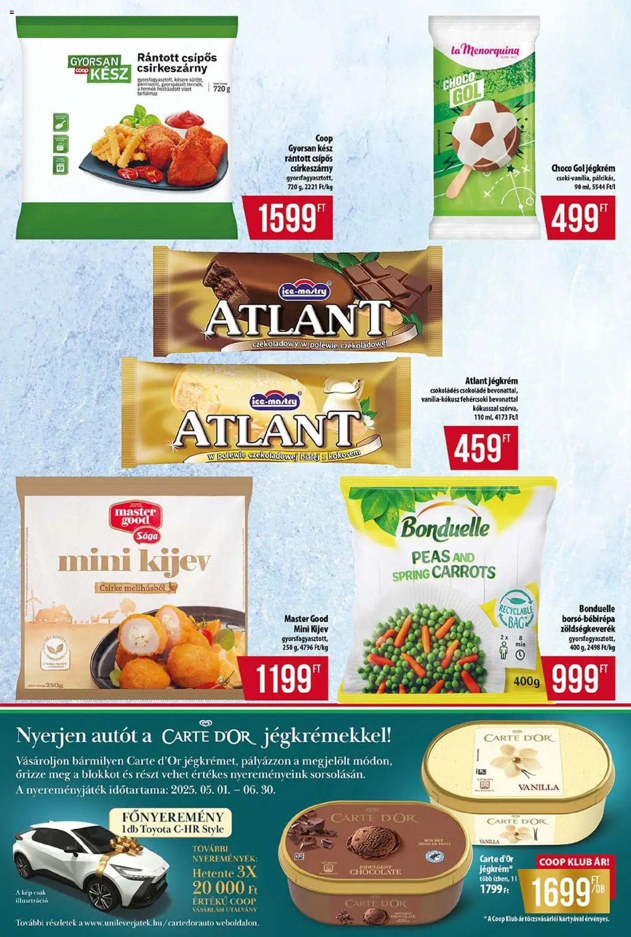COOP akciós ujság - amely érvényes a következő dátumtól: 12.06.2025 | Oldal: 6 | Termékek: Zöldségkeverék, Bagel, Csokoládé, Jégkrém