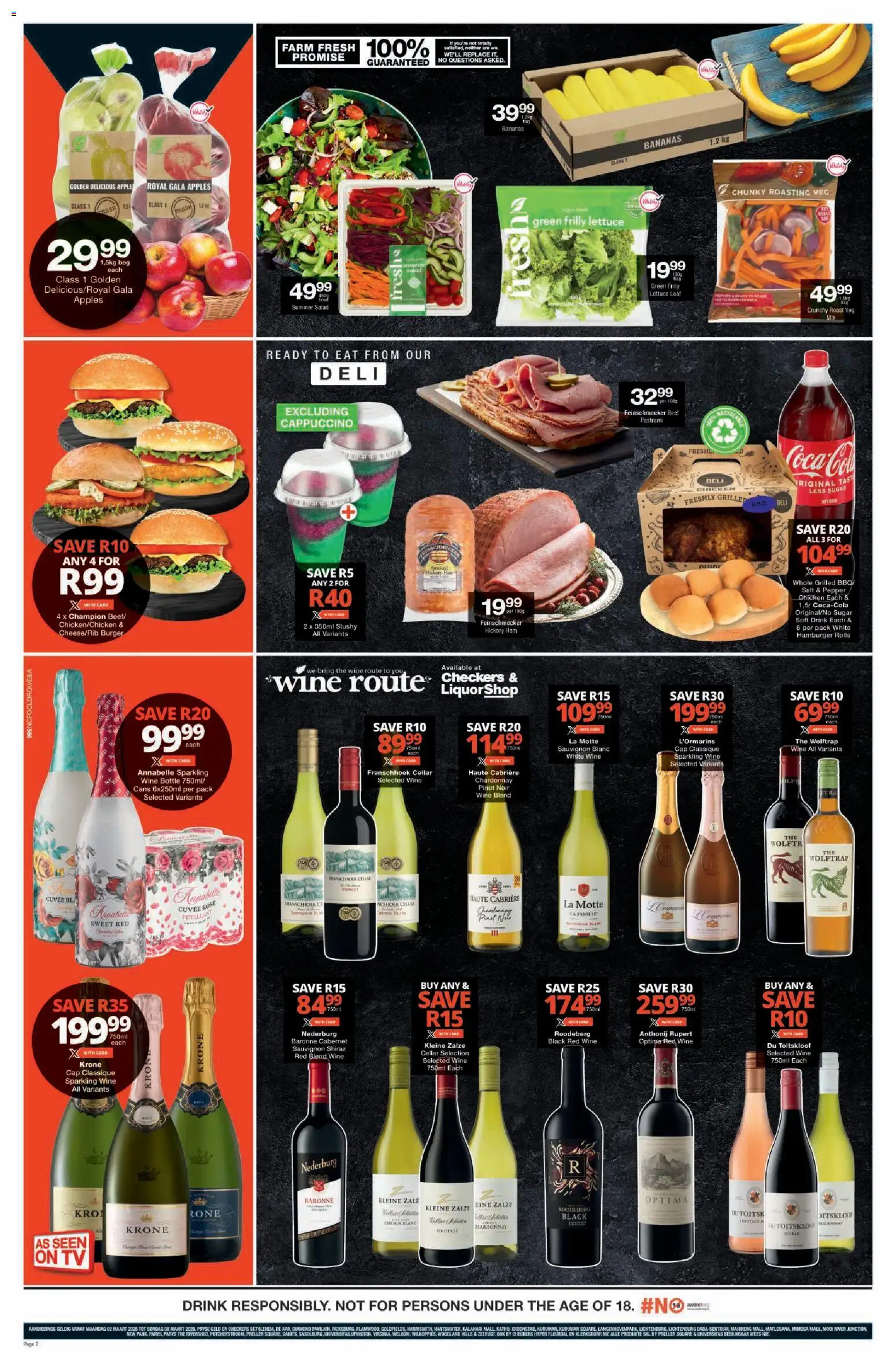 New Checkers catalogue – valid from 02.03.2026 | Page: 2 | Products: Hat, Ham, Wine, Apples