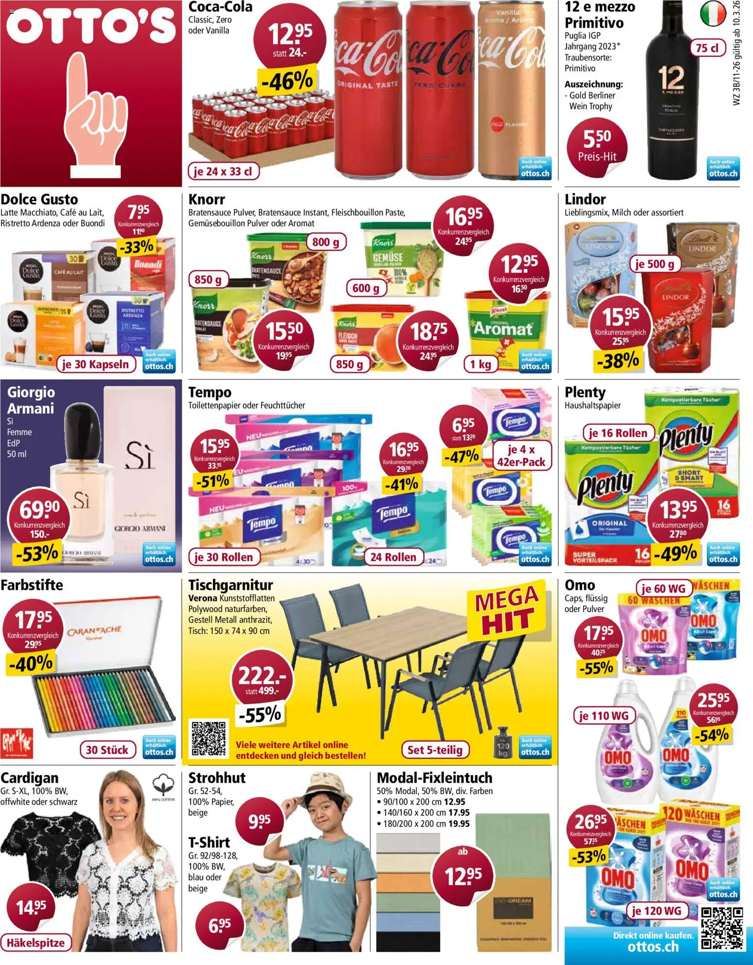 Otto's Aktionen – gültig ab 10.03.2026 | Seite: 1 | Produkte: Tisch, Milch, Gemüse, Toilettenpapier