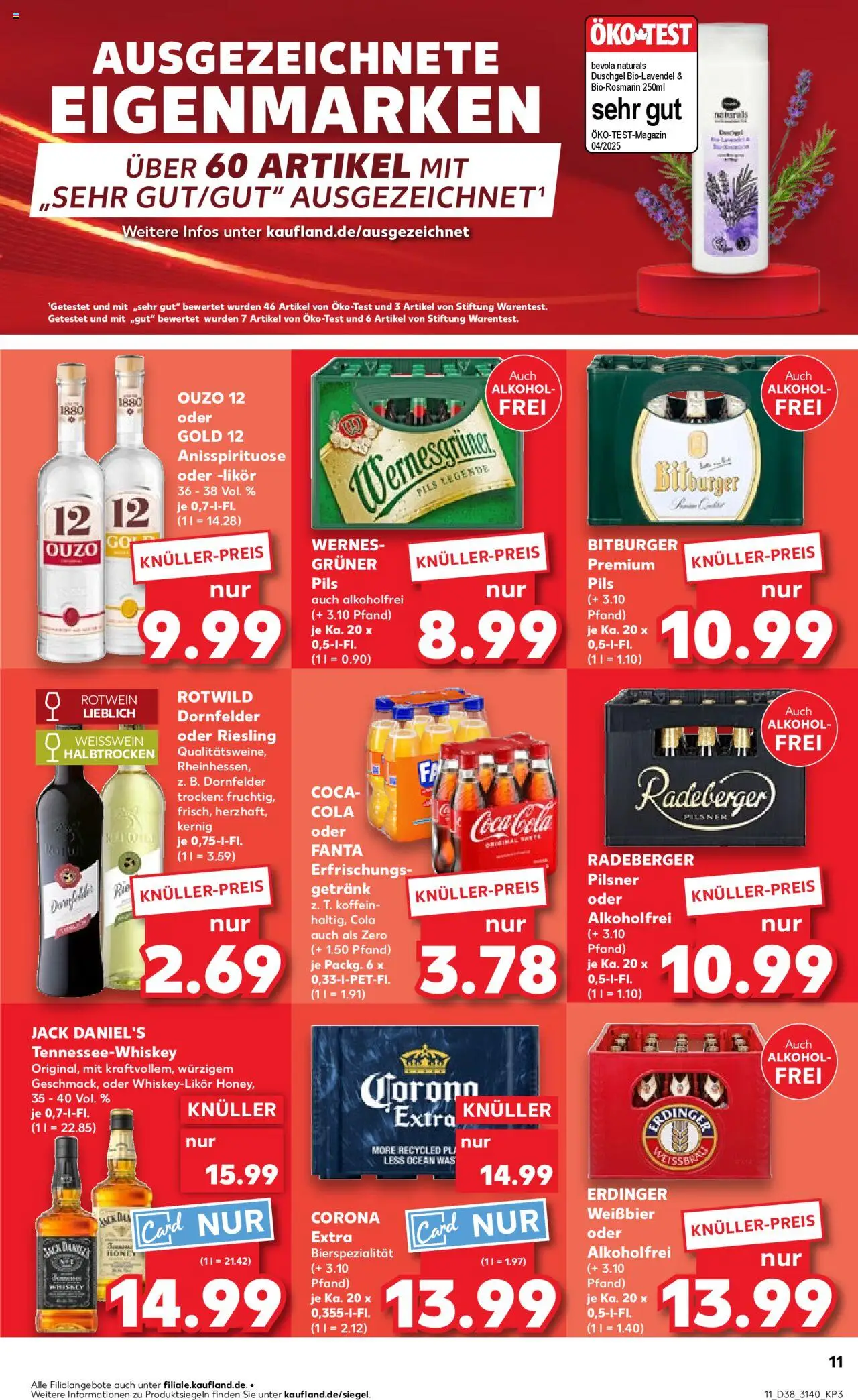 Kaufland prospekt Leipzig	 – gültig ab 18.09.2025 | Seite: 11 | Produkte: Ouzo, Cola, Pils, Whiskey