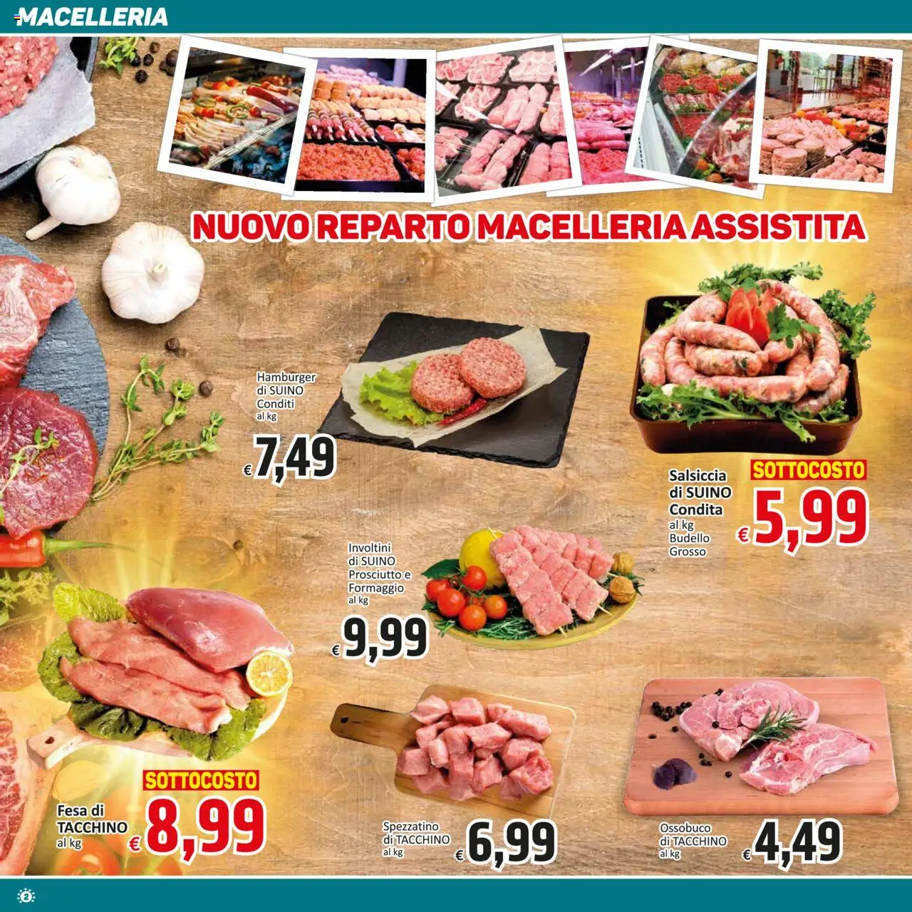 Volantino Paghi Poco del 19.08.2025 | Pagina: 2 | Prodotti: Suino, Salsiccia, Hamburger, Ossobuco