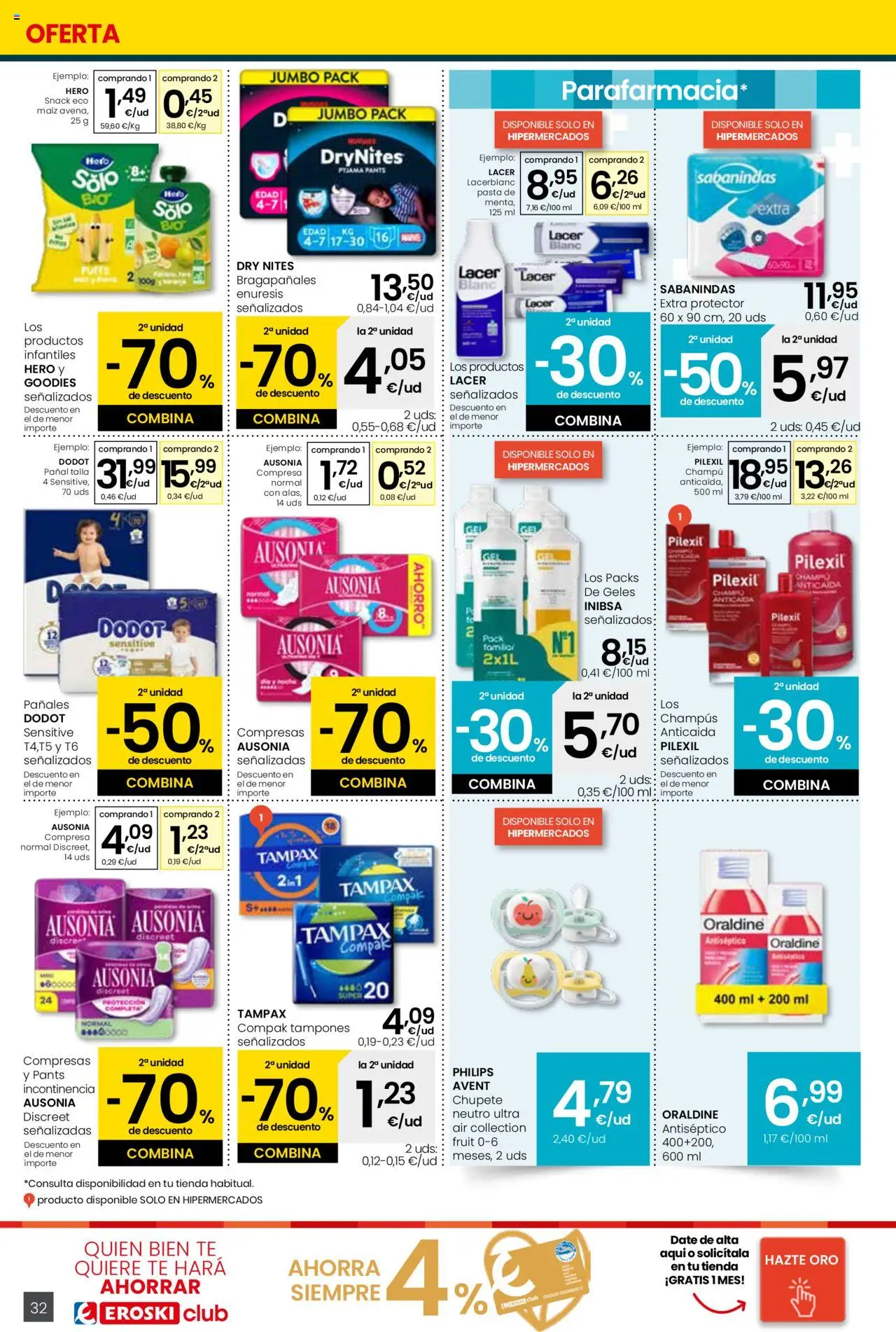 Eroski - Ofertón │ válido desde el 18.09.2025 | Página: 32 | Productos: Champú, Pasta, Té, Γλυφιτζούρι