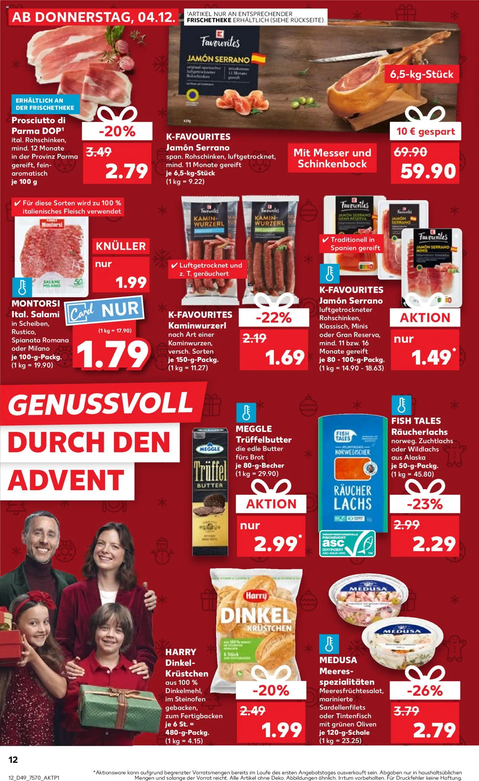 Kaufland prospekt Völklingen	 – gültig ab 04.12.2025 | Seite: 12 | Produkte: Butter, Räucherlachs, Salami, Fleisch