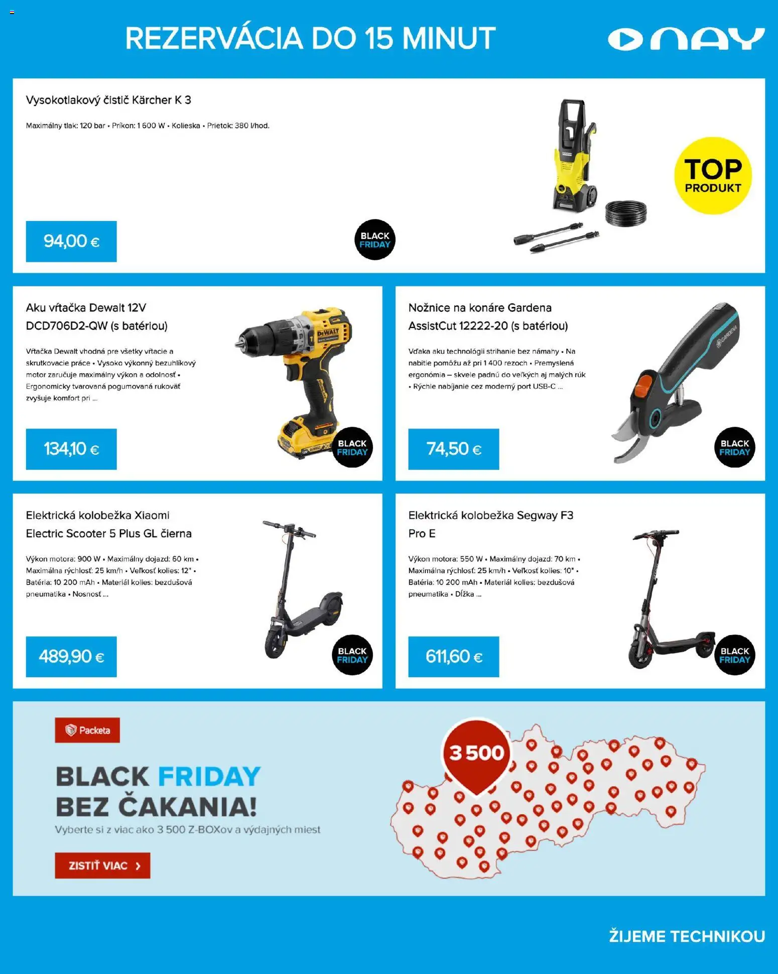 Nové NAY Elektrodom akcie – leták je platný od 10.11.2025 | Strana: 9 | Produkty: Nožnice na konáre, Elektrická kolobežka, Aku