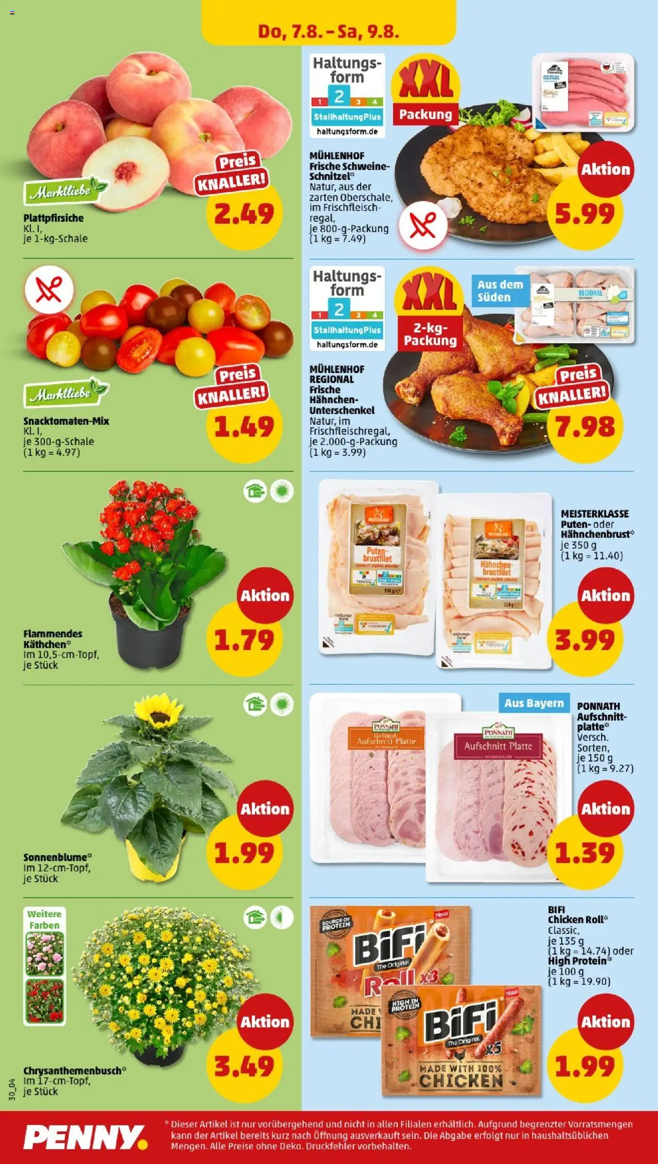 Penny - Bayern - gültig ab dem 04.08.2025 | Seite: 30 | Produkte: Hahnchen, Bifi, Schnitzel