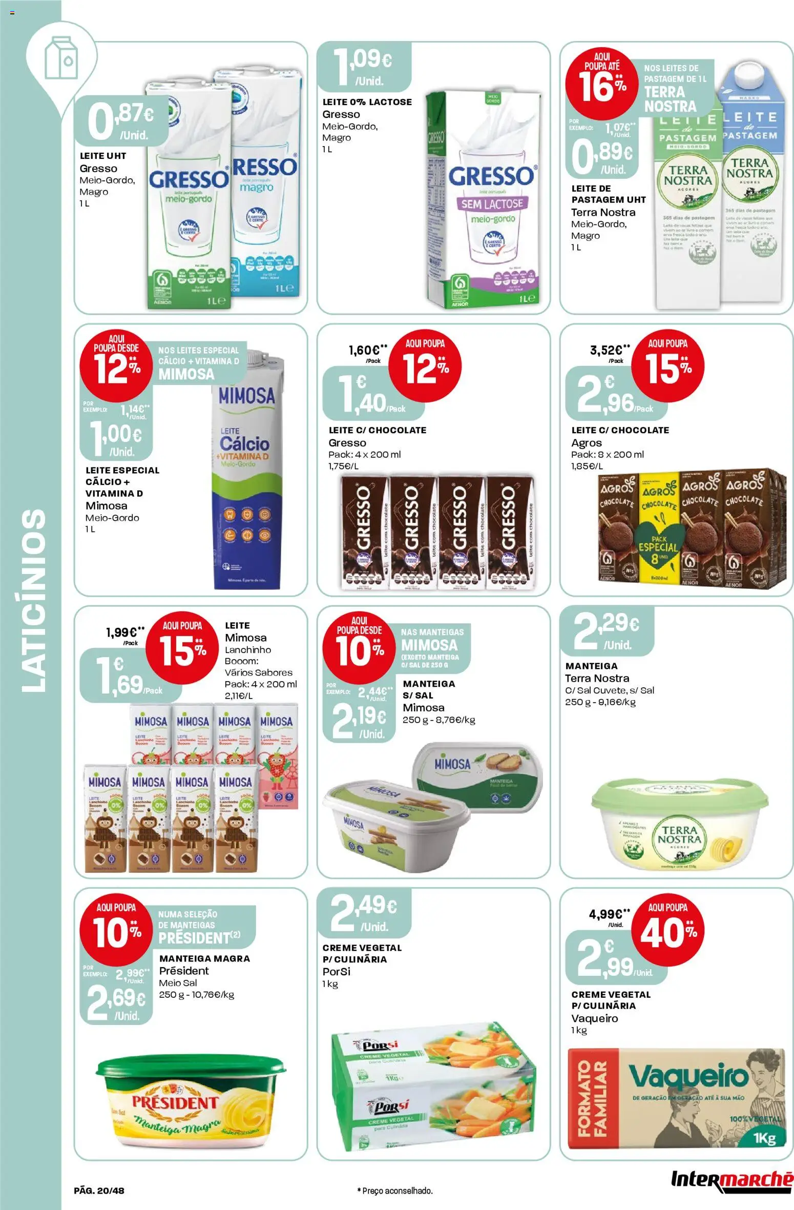 Intermarché folheto │ válido de 15.01.2026 | Página: 20 | Produtos: Cálcio, Sal, Manteiga, Creme