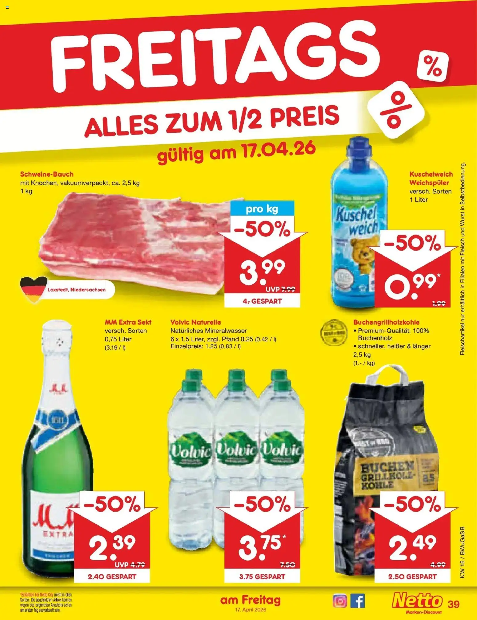 Netto Marken-Discount Prospekt Stemwede-Dielingen	 – gültig ab 13.04.2026 | Seite: 57 | Produkte: Sekt, Kuschelweich, Mineralwasser, Fleisch
