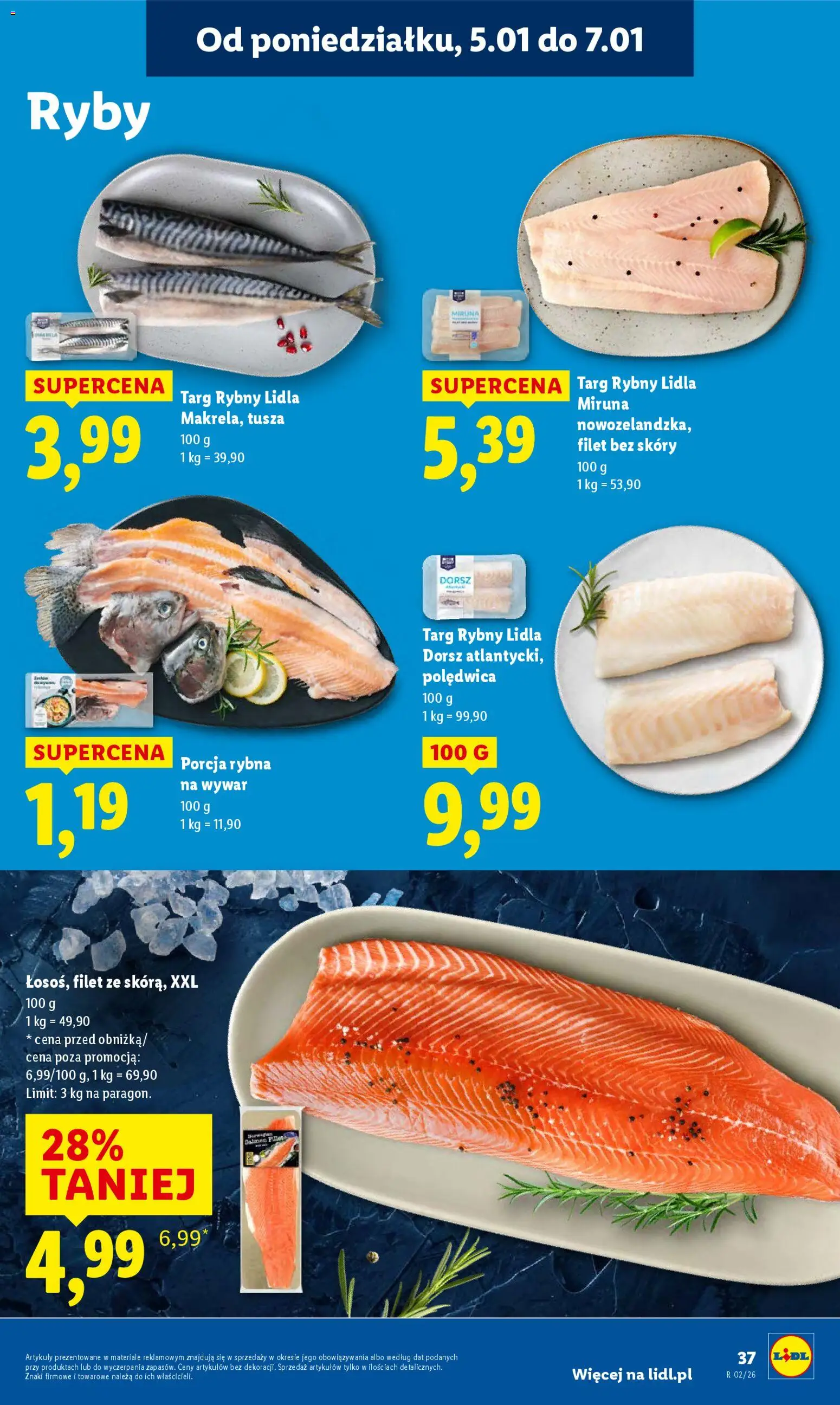 Lidl Gazetka od 05.01.2026 | Strona: 39 | Produkty: Rybna, Miruna, Dorsz, Ryby