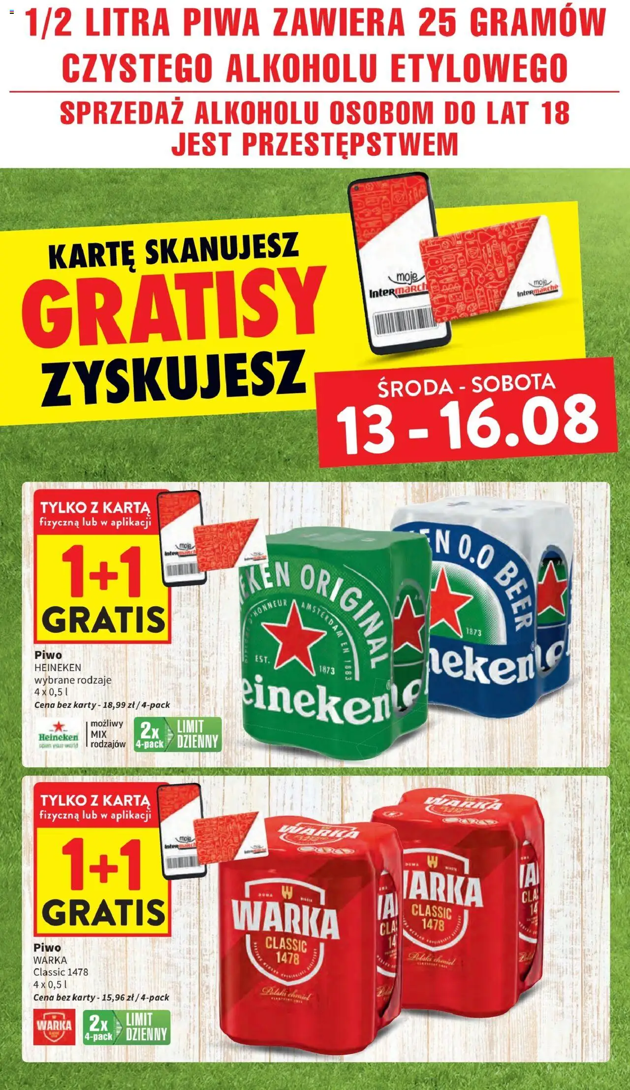 Intermarche Gazetka od 13.08.2025 | Strona: 14 | Produkty: Karta, Warka, Piwo Warka, Heineken