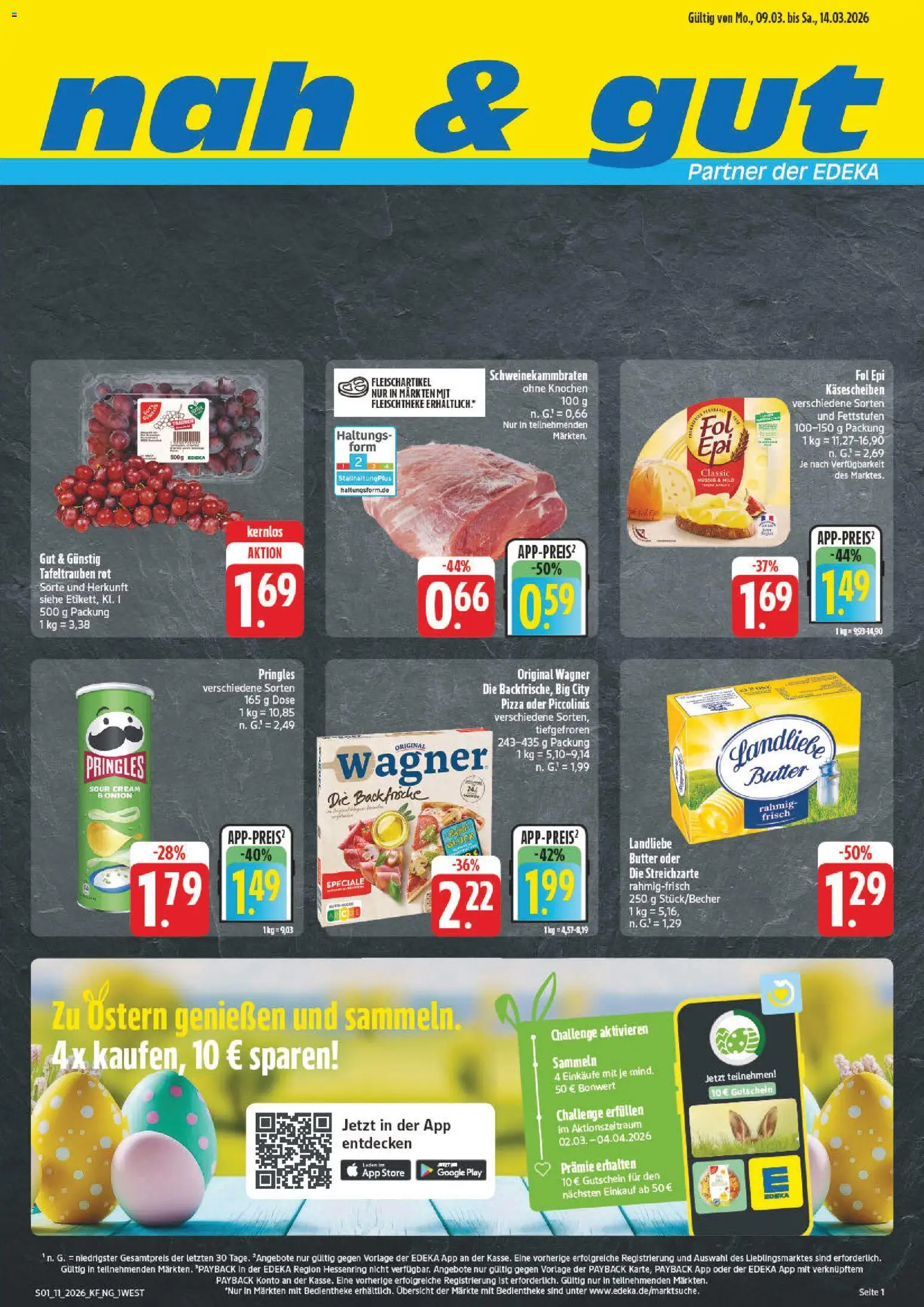 nah & gut Prospekt 	 – gültig ab 09.03.2026 | Seite: 1 | Produkte: Butter, Landliebe butter, Pizza, Pringles