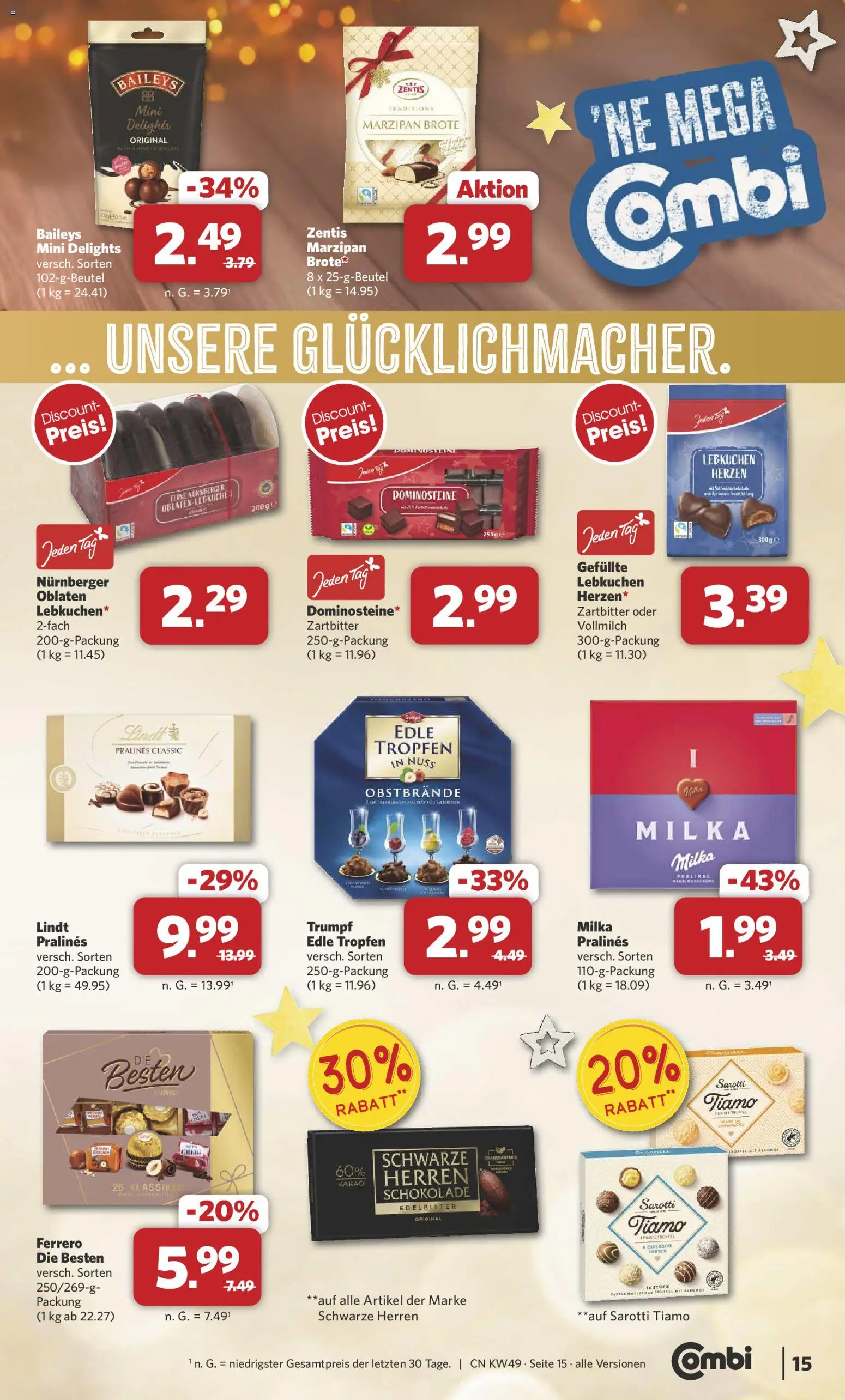 Combi Prospekt 	 – gültig ab 01.12.2025 | Seite: 15 | Produkte: Schokolade, Milka, Baileys, Lindt