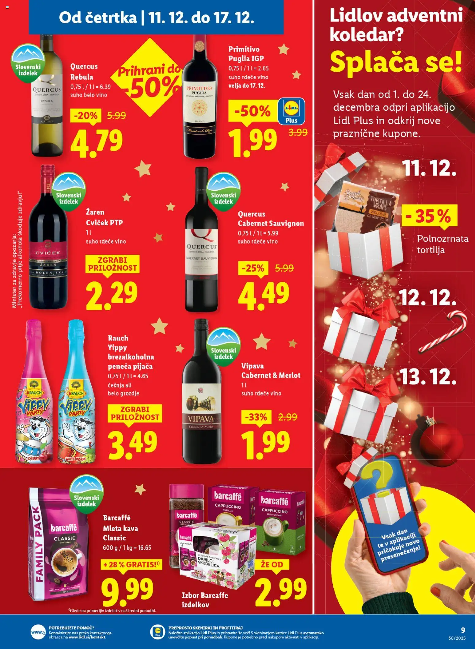 Novi Lidl katalog ponudbe – veljaven od 11.12.2025 | Stran: 11 | Izdelki: Grozdje, Skodelica, Kava, Vino