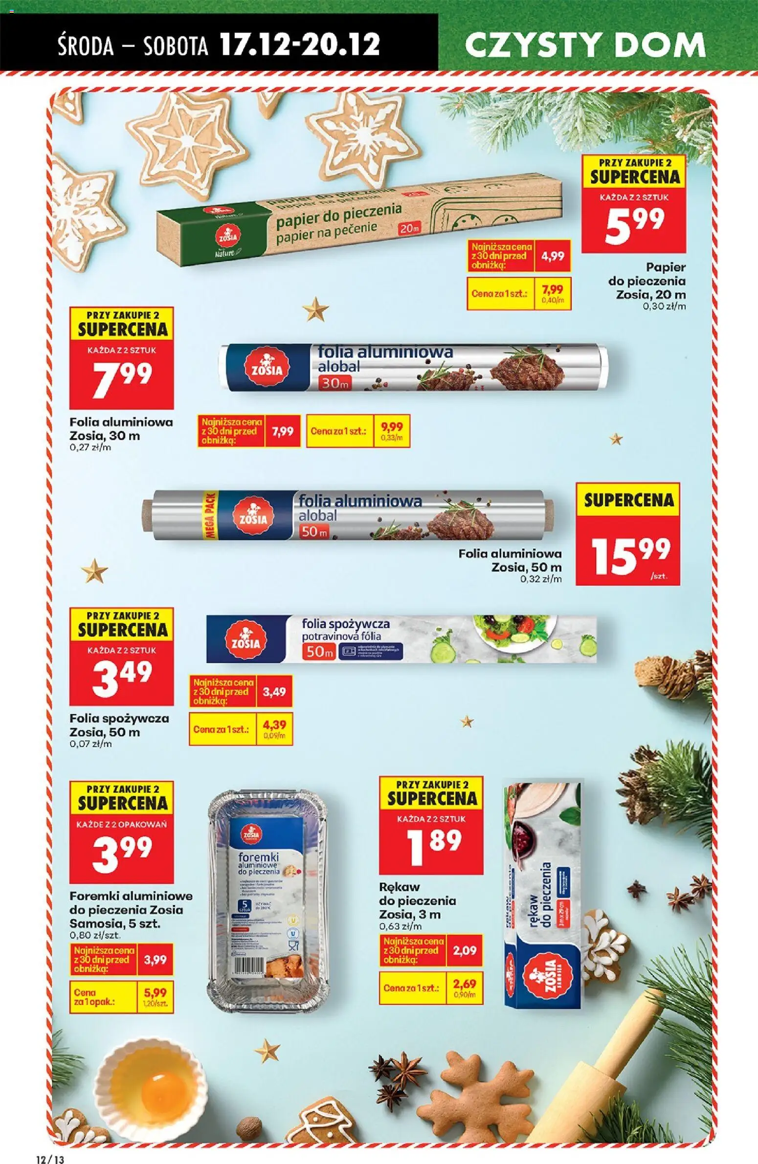 Biedronka gazetka - Drogeria Cleaning od 17.12.2025 | Strona: 12 | Produkty: Folia spożywcza, Papier do pieczenia