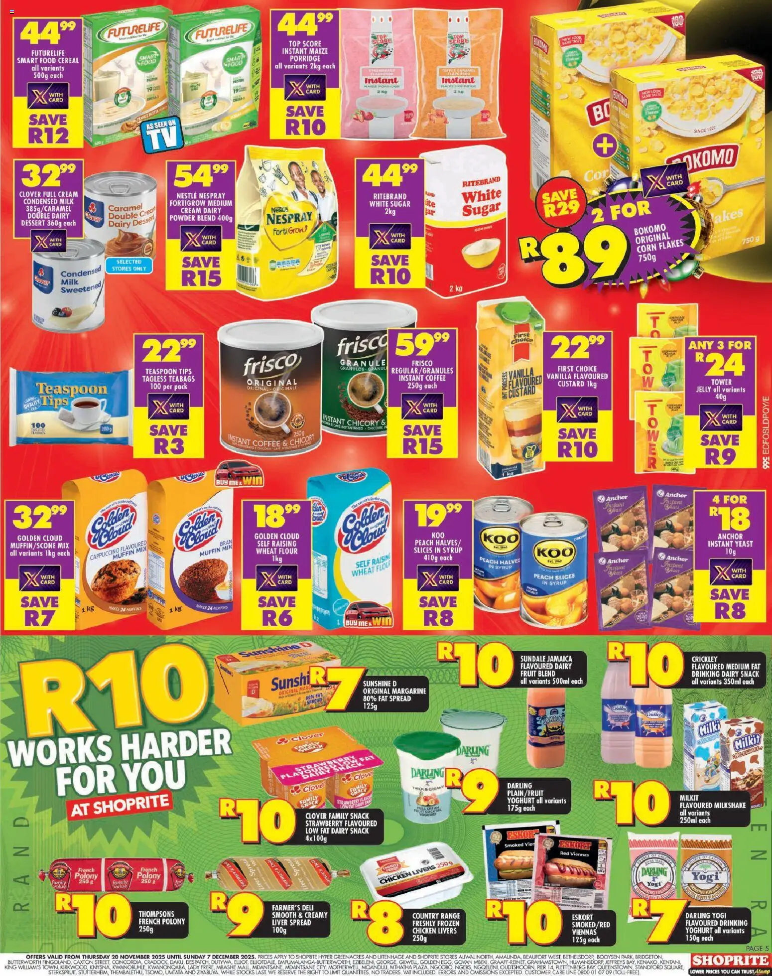 New Shoprite catalogue – valid from 20.11.2025 | Page: 5 | Products: Custard, Yoghurt, Estuche organizador de viaje, Caramel
