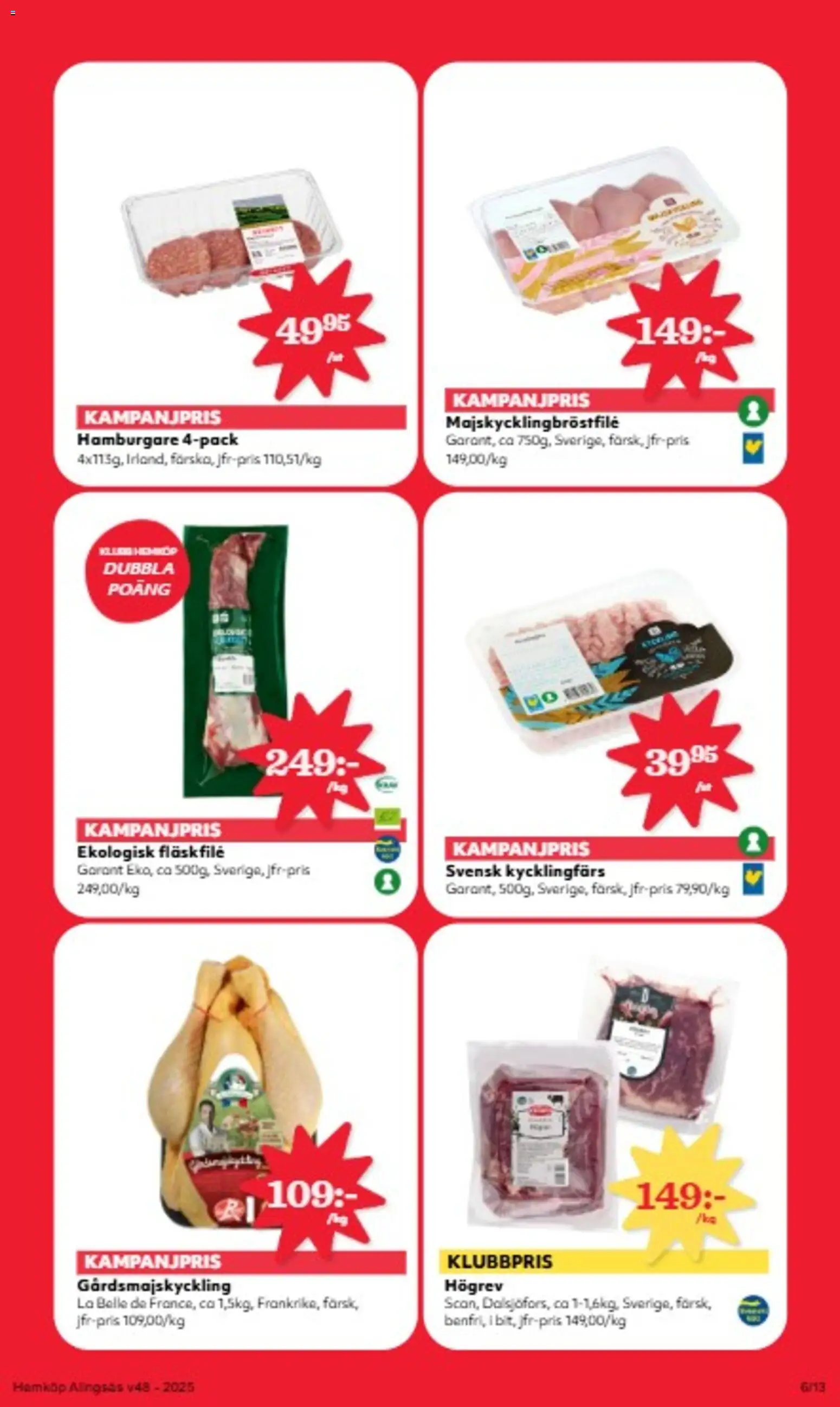 Hemköp reklamblad aktuell från 24.11.2025 | Sida: 6 | Produkter: Hamburgare