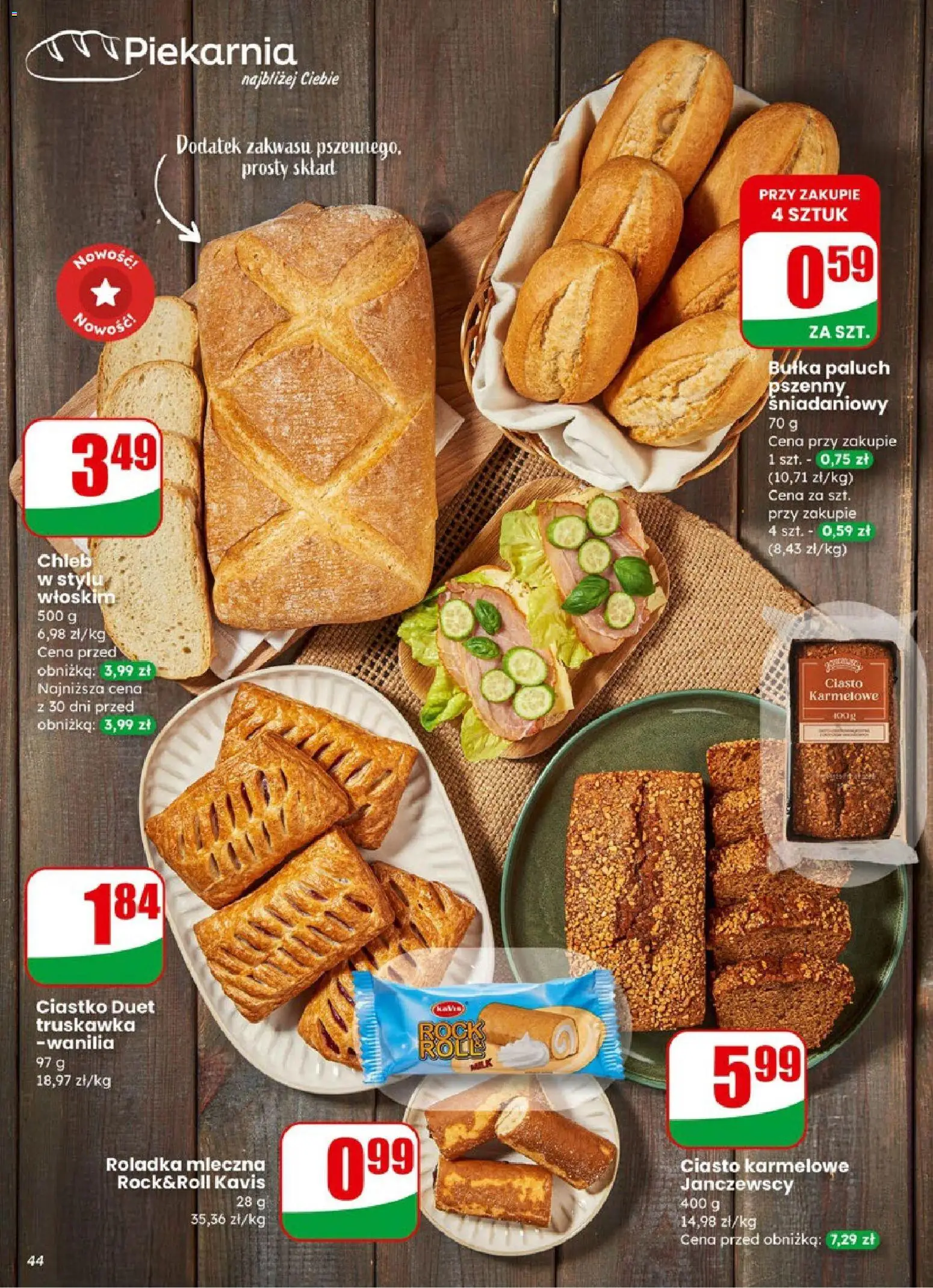 Dino Gazetka od 14.01.2026 | Strona: 44 | Produkty: Ciasto, Piekarnia, Bułka, Chleb