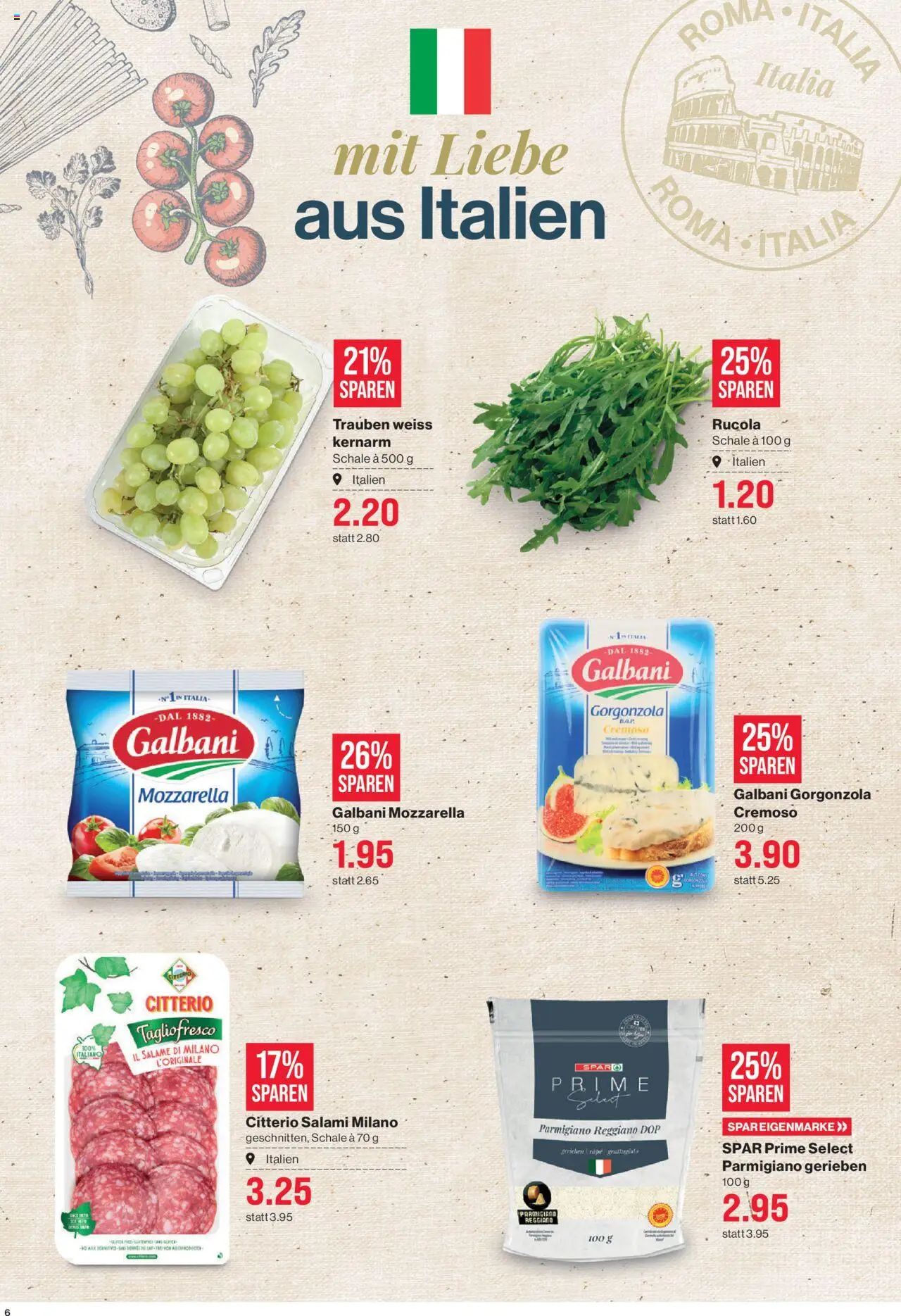 SPAR Aktionen – gültig ab 16.10.2025 | Seite: 6 | Produkte: Rucola, Salami