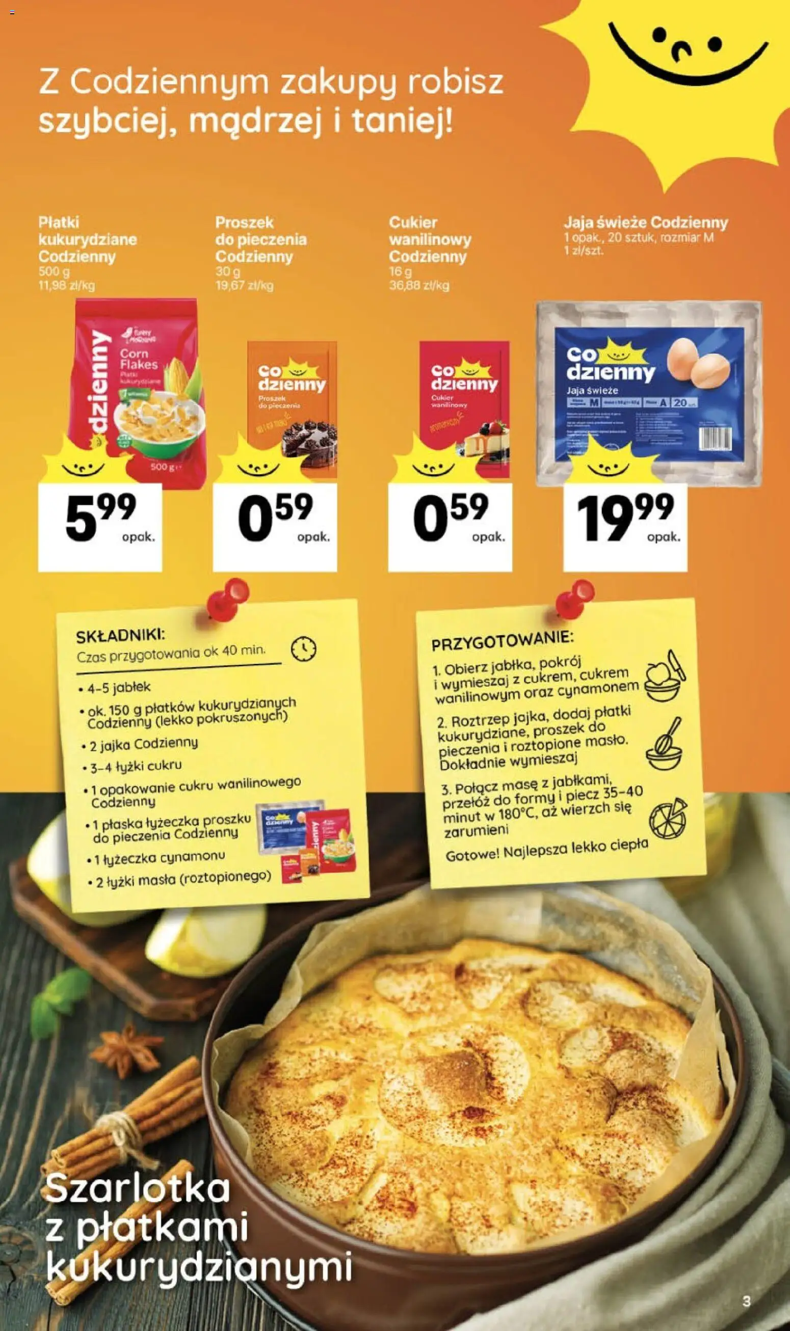 Delikatesy Centrum Gazetka - Sklepy Własne od 19.02.2026 | Strona: 3 | Produkty: Płatki kukurydziane, Płatki, Jaja, Cukier