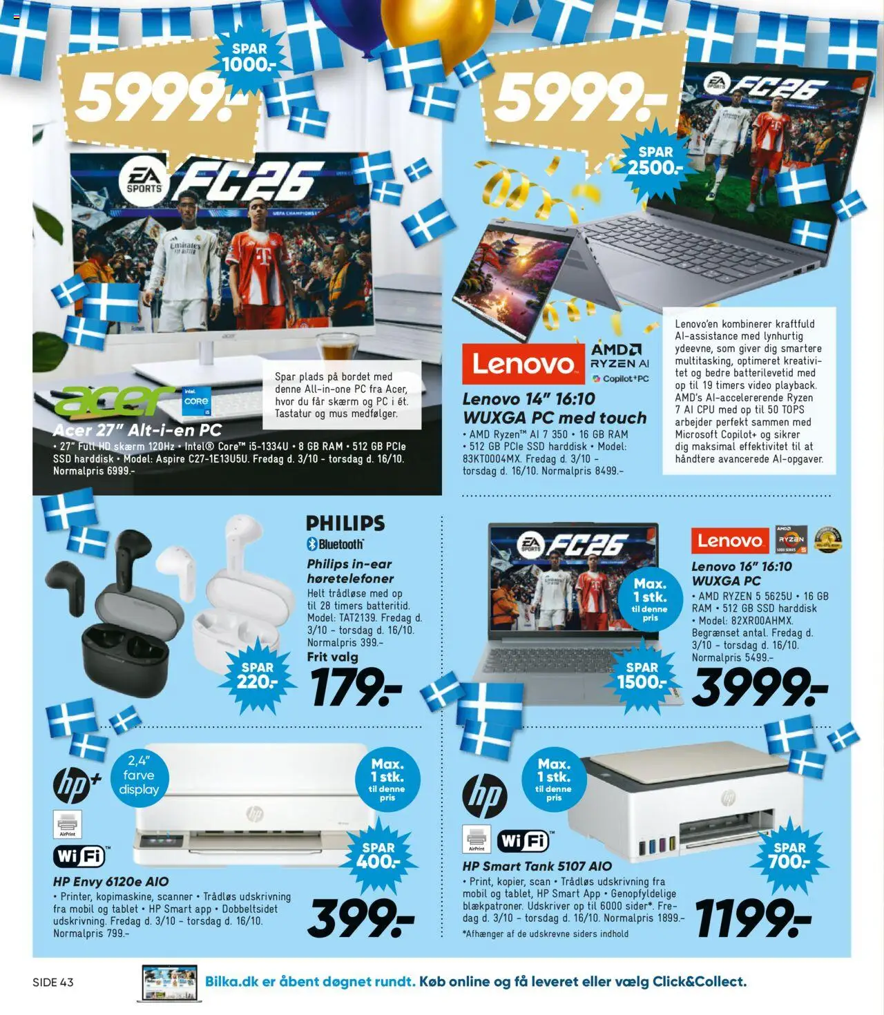 Bilka tilbudsavis – gyldig fra 03.10.2025 | Side: 23 | Produkter: Skærm, PC, Tastatur, Høretelefoner