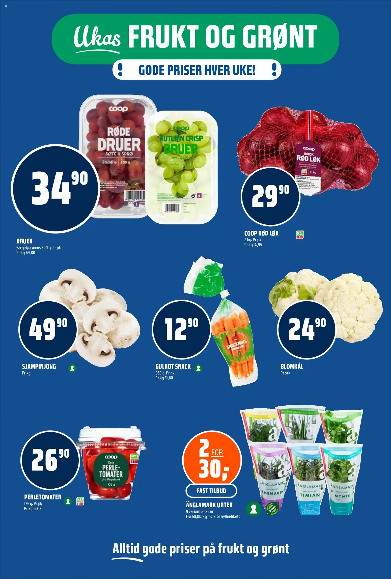 {H1} | Side: 6 | Produkter: Tomater, Gulrot, Blomkål, Mynte