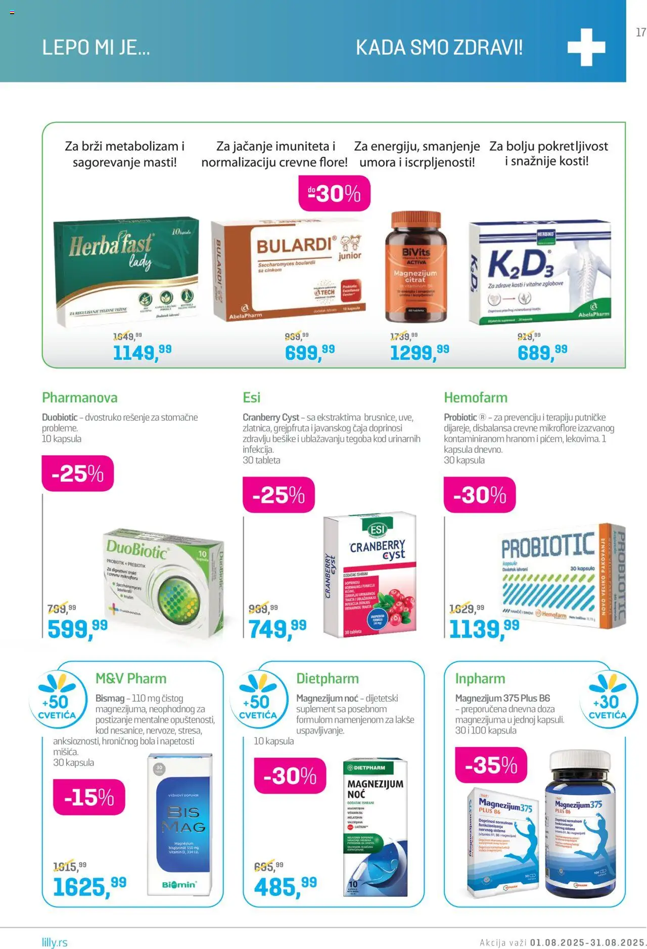 Lilly drogerie katalog - važi od 01.08.2025 | Strana: 17 | Proizvode: Kapsule, Pakovanje