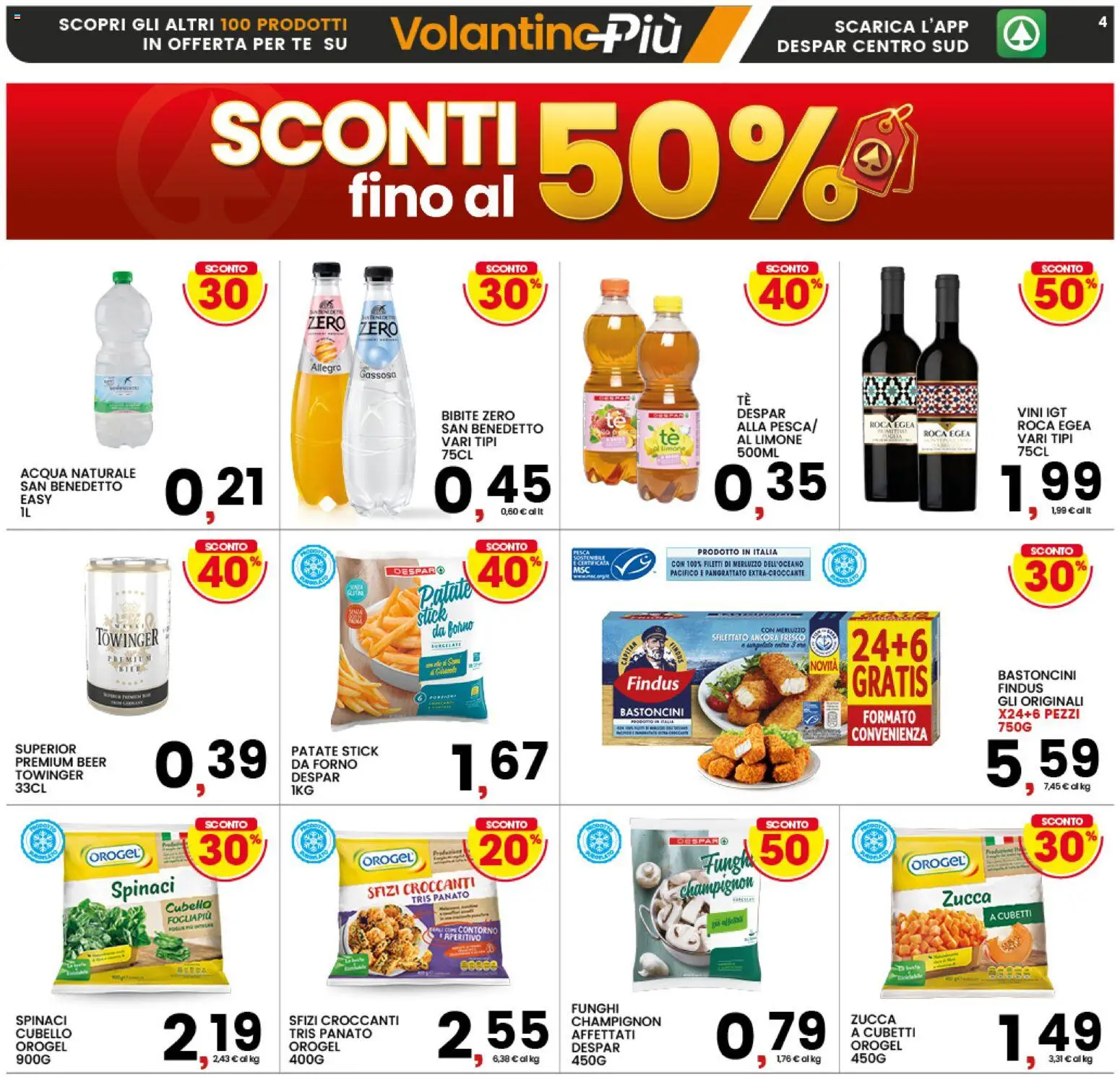 Volantino Interspar del 09.04.2026 | Pagina: 4 | Prodotti: Tè, Merluzzo, Pesca, Zucca