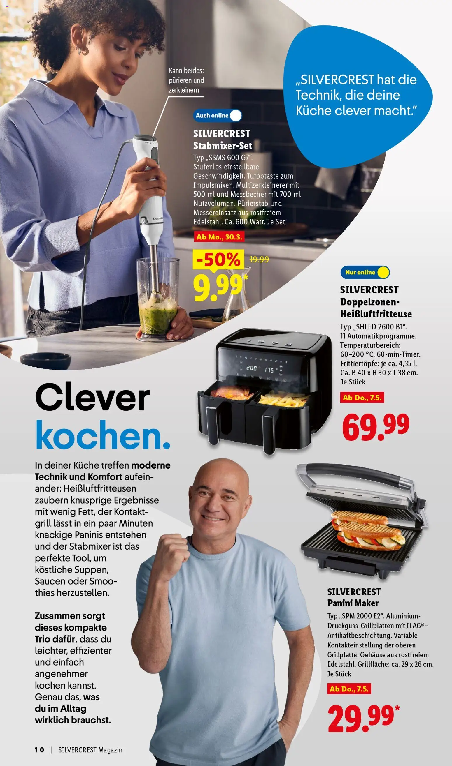 Lidl Prospekt – gültig ab 30.03.2026 | Seite: 10 | Produkte: Grill, Küche, Stabmixer, Heißluftfritteuse