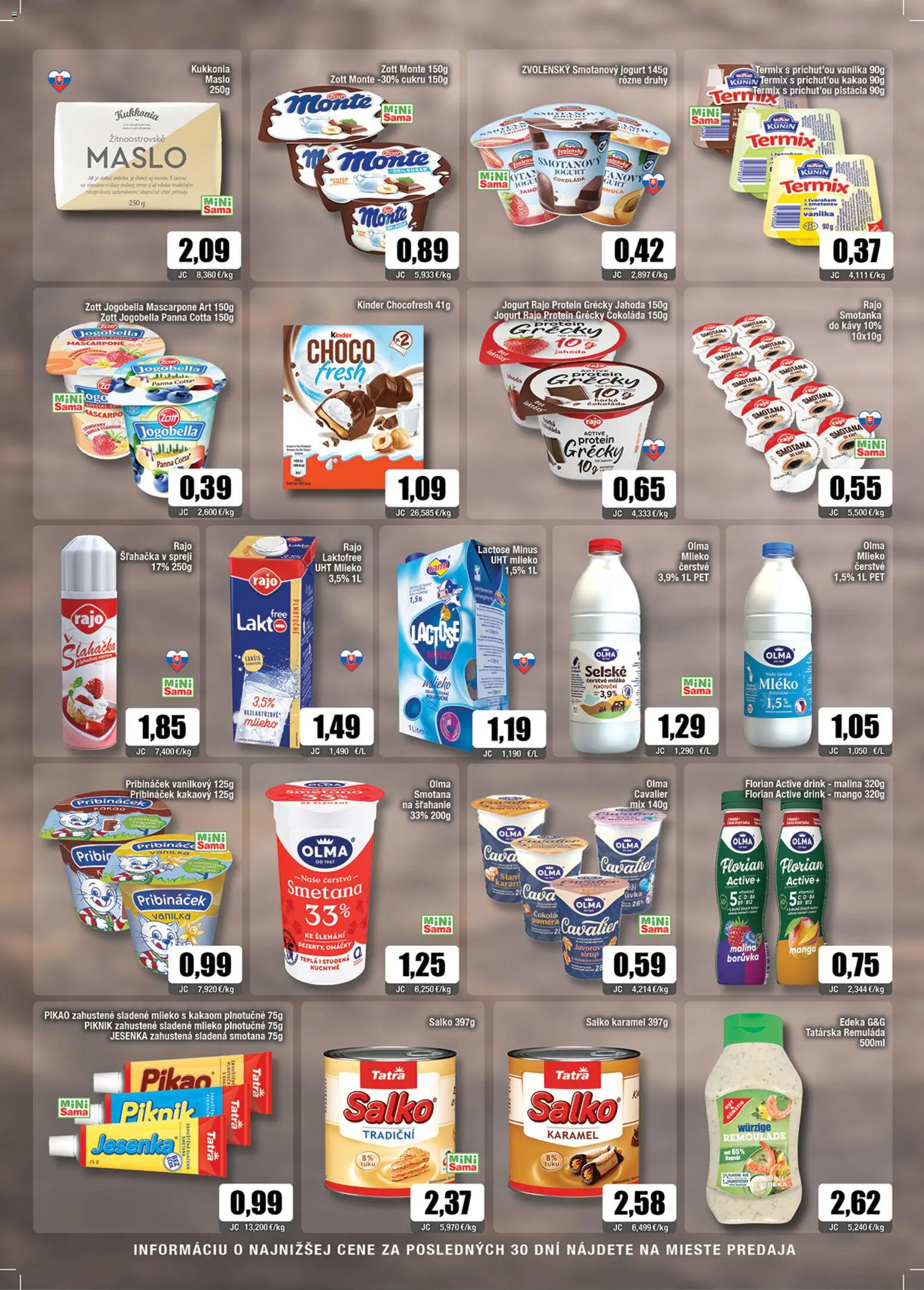 Nové Sama akcie – leták je platný od 14.11.2025 | Strana: 4 | Produkty: Maslo, Kinder, Salko, Mascarpone