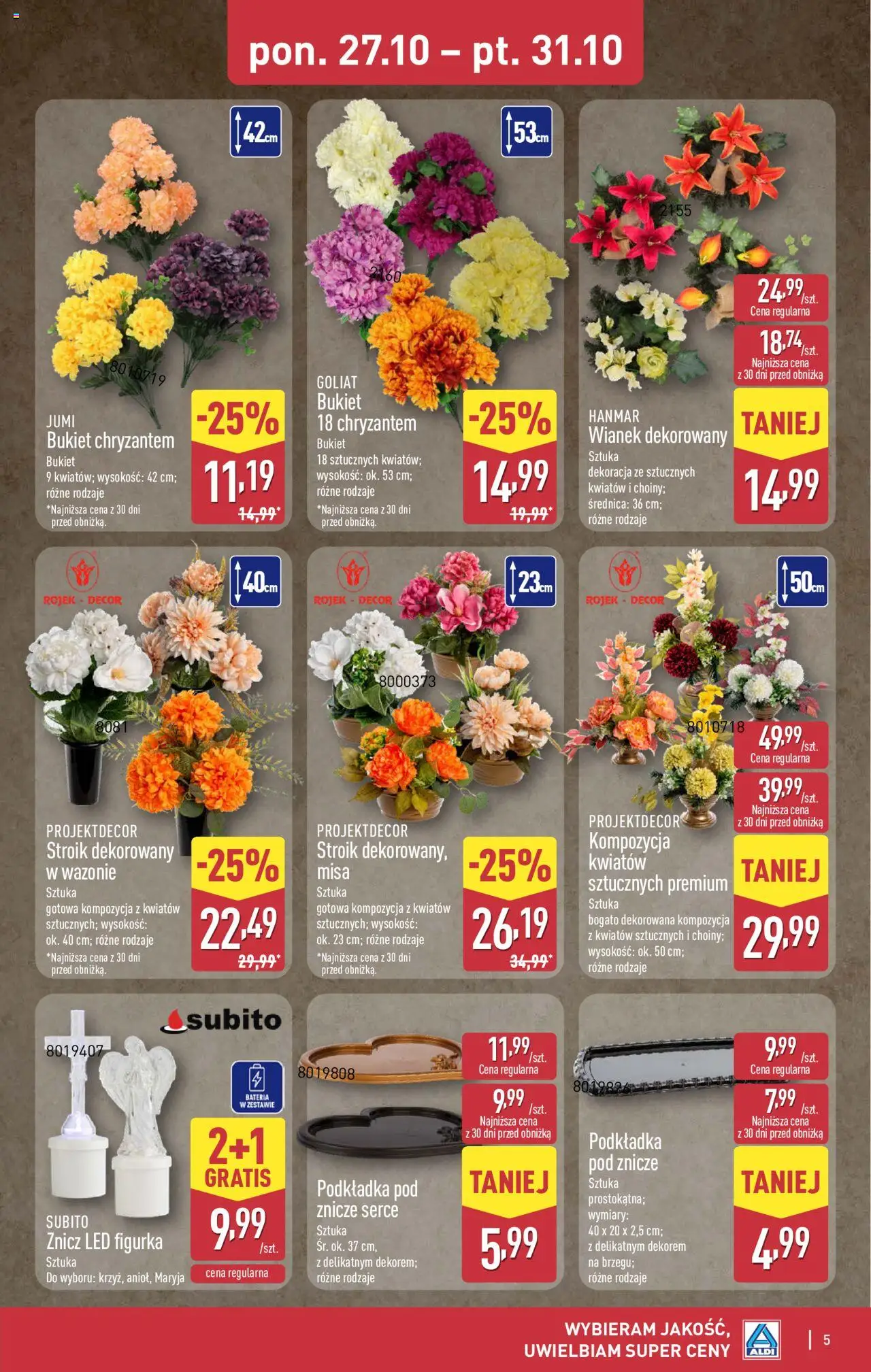 Aldi Gazetka - Artykuły przemysłowe i tekstylia od 27.10.2025 | Strona: 5 | Produkty: Znicz LED, Znicze, Bateria