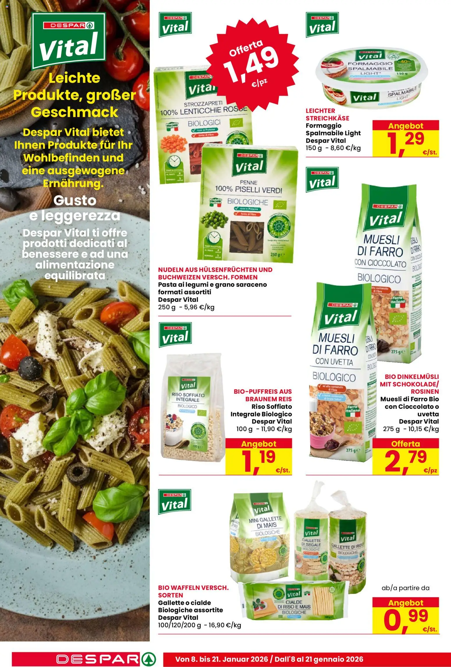 Volantino Despar del 08.01.2026 | Pagina: 12 | Prodotti: Legumi, Cioccolato, Formaggio, Gallette