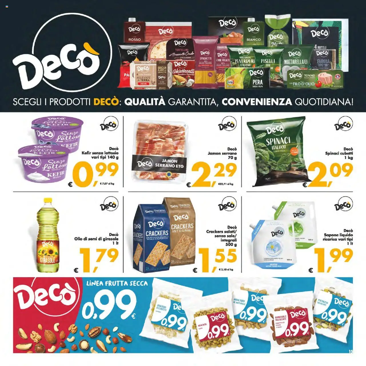 Volantino Decò del 02.09.2025 | Pagina: 15 | Prodotti: Succo, Spinaci, Olio di semi di girasole, Terra