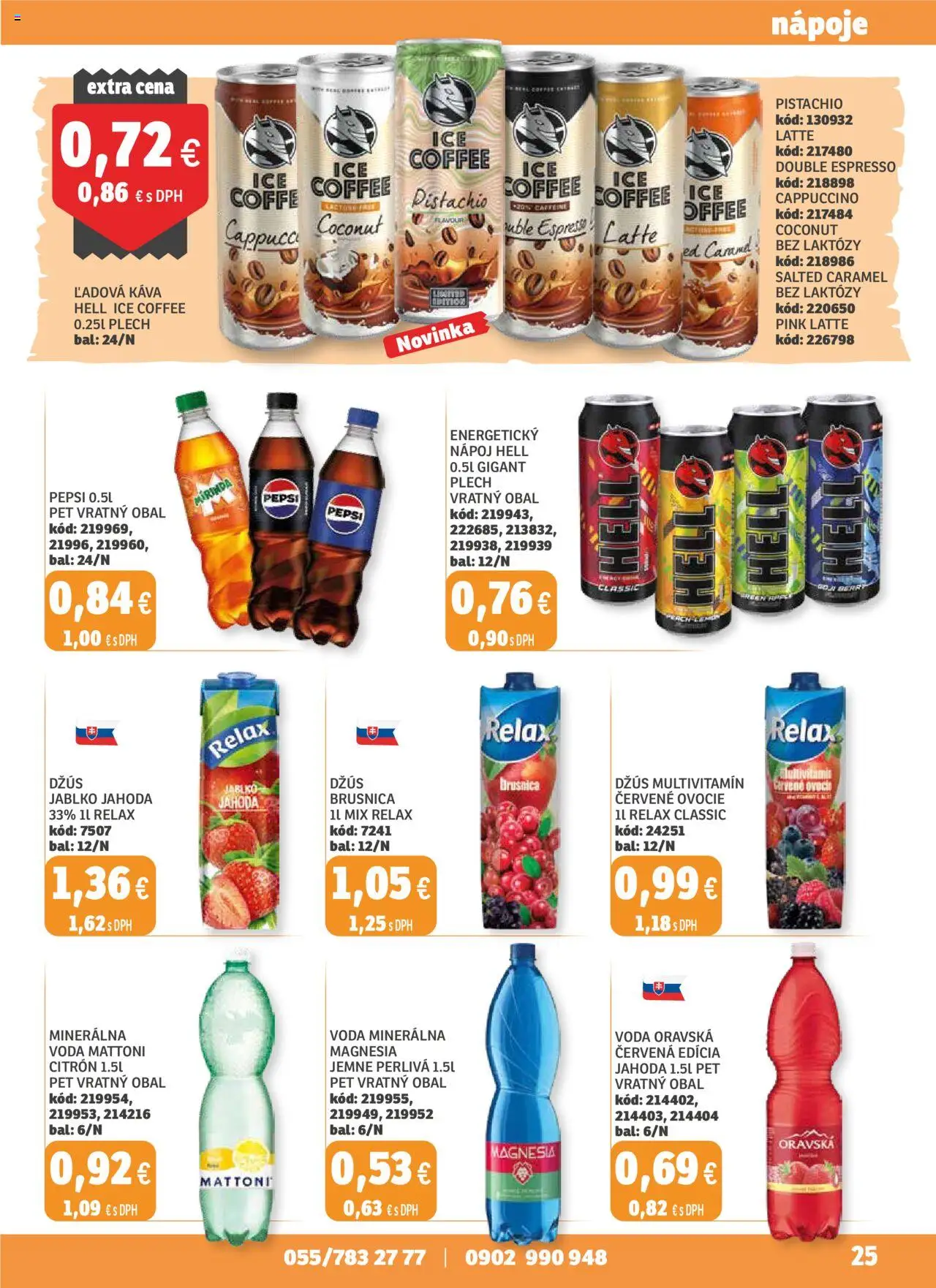 Nové Labaš akcie – leták je platný od 17.10.2025 | Strana: 25 | Produkty: Káva, Džús, Minerálna voda, Energetický nápoj