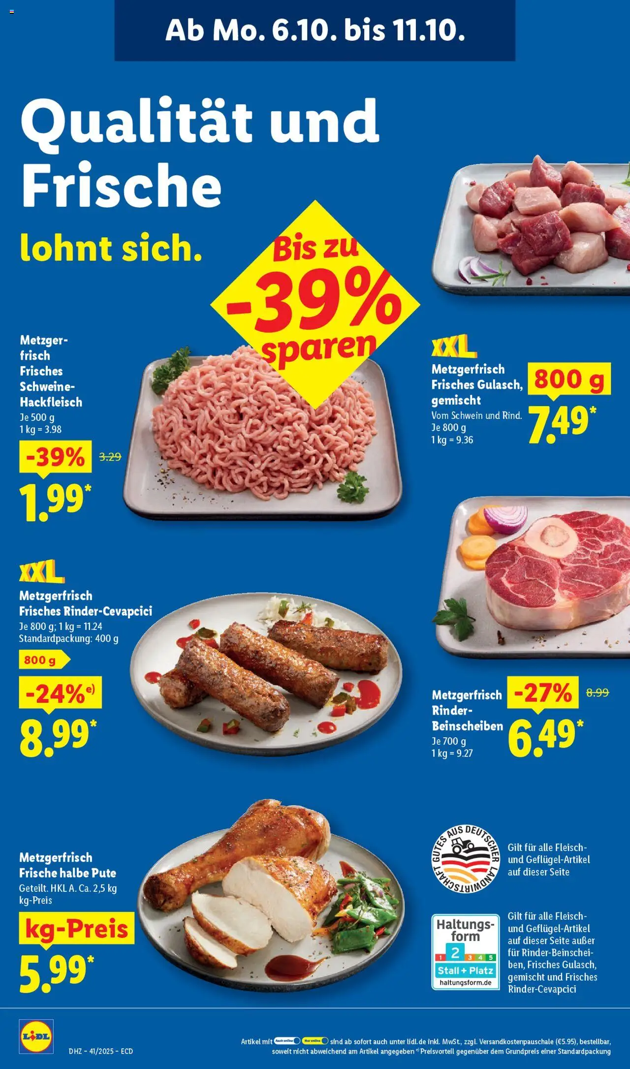 Lidl Prospekt 	 – gültig ab 06.10.2025 | Seite: 10 | Produkte: Pute, Fleisch, Hackfleisch
