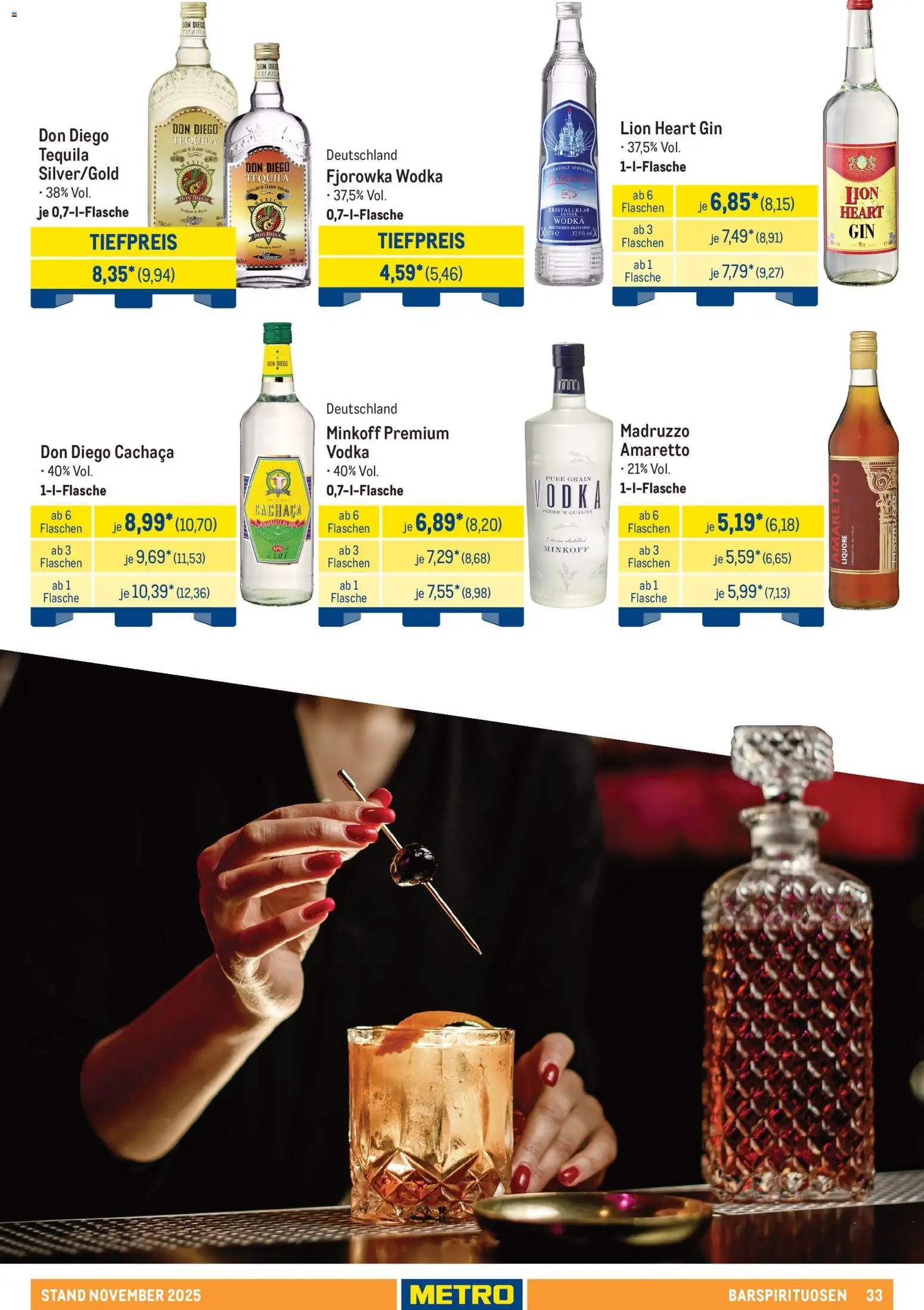 Metro - Hauswein-Katalog – gültig ab 12.11.2025 | Seite: 33 | Produkte: Tequila, Vodka, Gin, Wodka