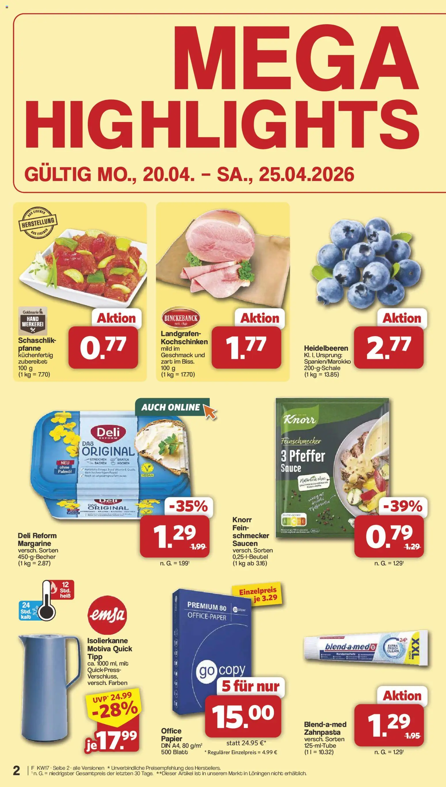 Famila Nordwest Prospekt 	 – gültig ab 20.04.2026 | Seite: 2 | Produkte: Heidelbeeren, Zahnpasta, Pfeffer, Deli reform