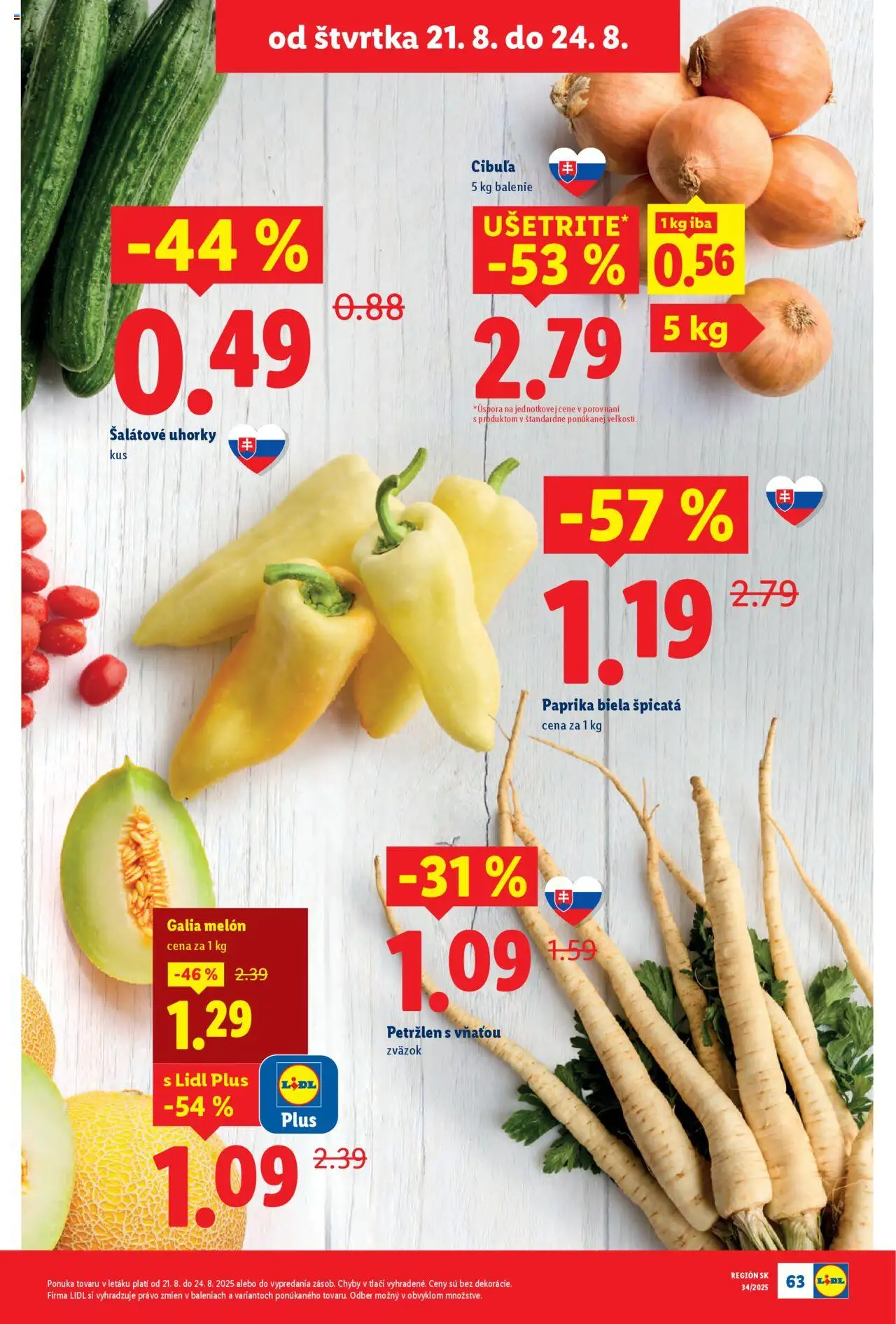 Lidl leták │ platný od 18.08.2025 | Strana: 67 | Produkty: Paprika, Melón, Petržlen, Uhorky