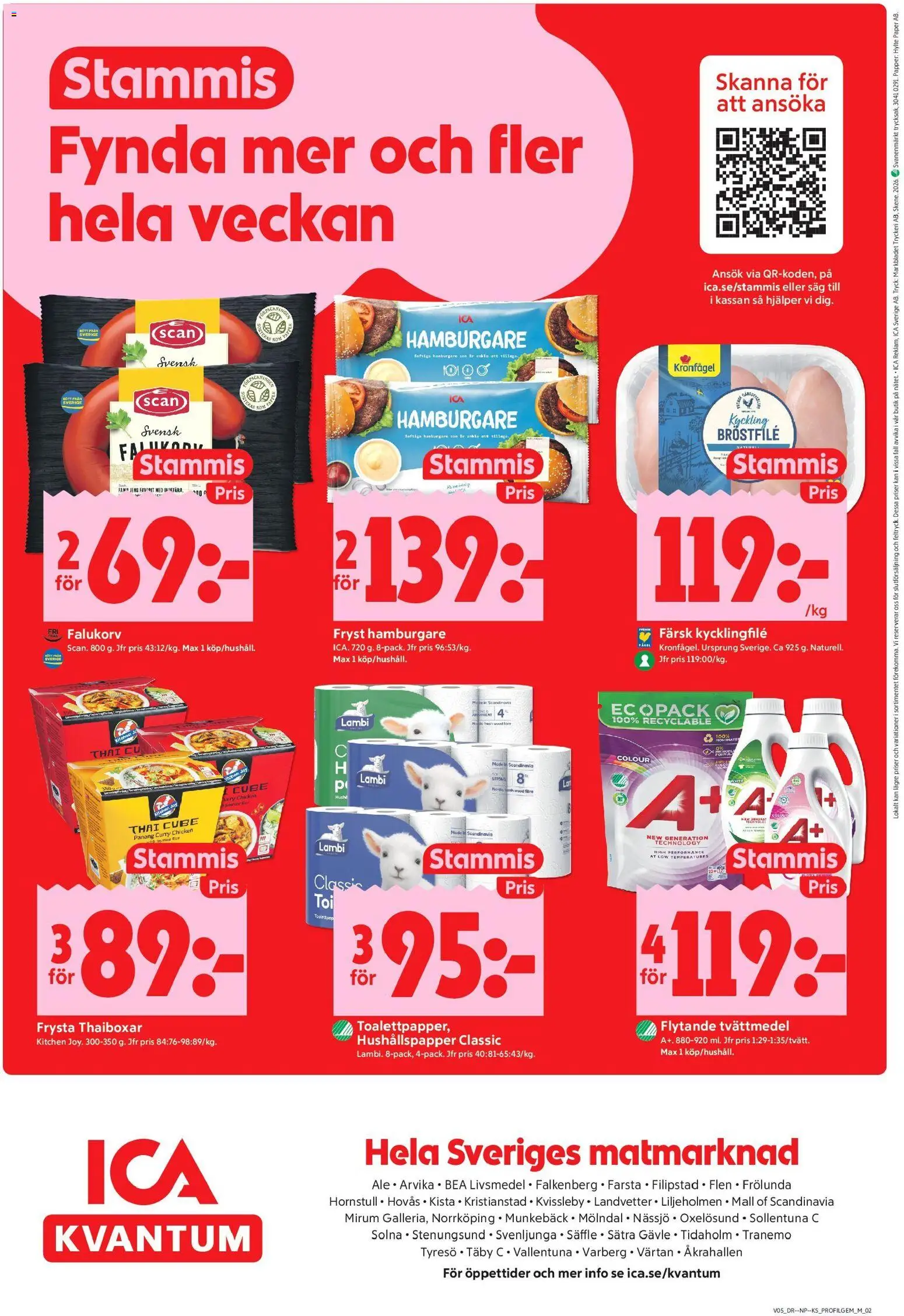 ICA Kvantum reklamblad aktuell från 26.01.2026 | Sida: 10 | Produkter: Såg, Kycklingfile, Falukorv, Papper