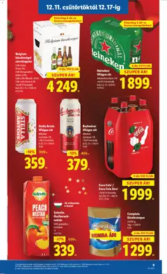 Heineken Világos sör, Alkoholtartalom: 5%, +6x50 Ft betétdíj 6x0,5 l - amely érvényes a következő dátumtól: 11.12.2025 | Oldal: 9