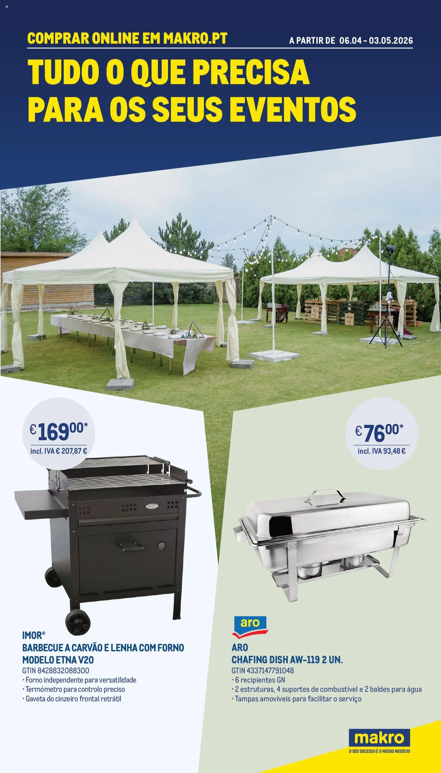 Makro - Tudo o que precisa para os seus eventos - Marketplace │ válido de 06.04.2026 | Página: 1 | Produtos: Agua, Forno, Termómetro