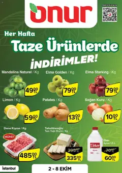 02.10.2025 tarihinden itibaren geçerli olan Onur Market kataloğu önizlemesi