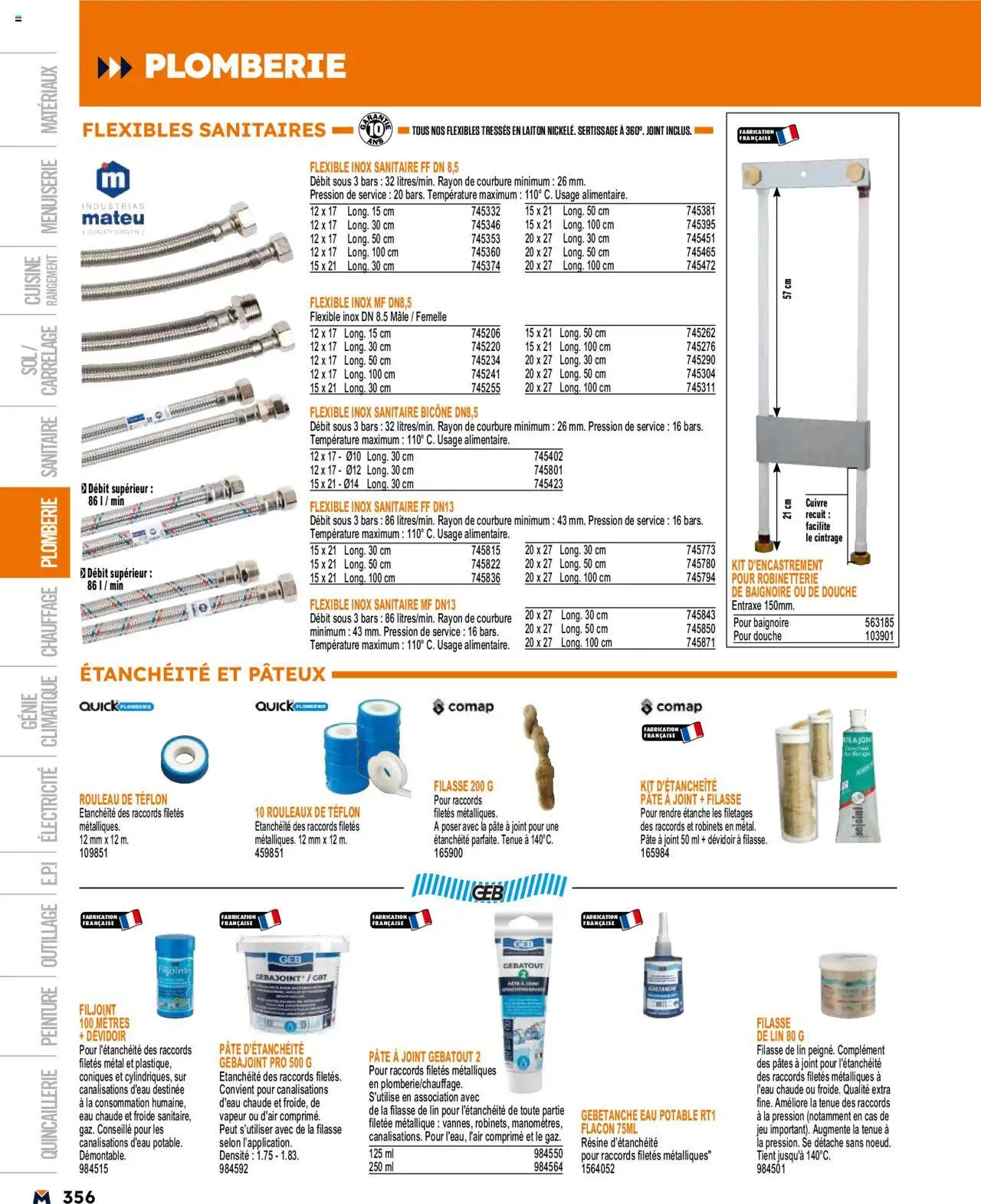  | Page: 356 | Produits: Rouleau, Baignoire, Douche, Pâtes