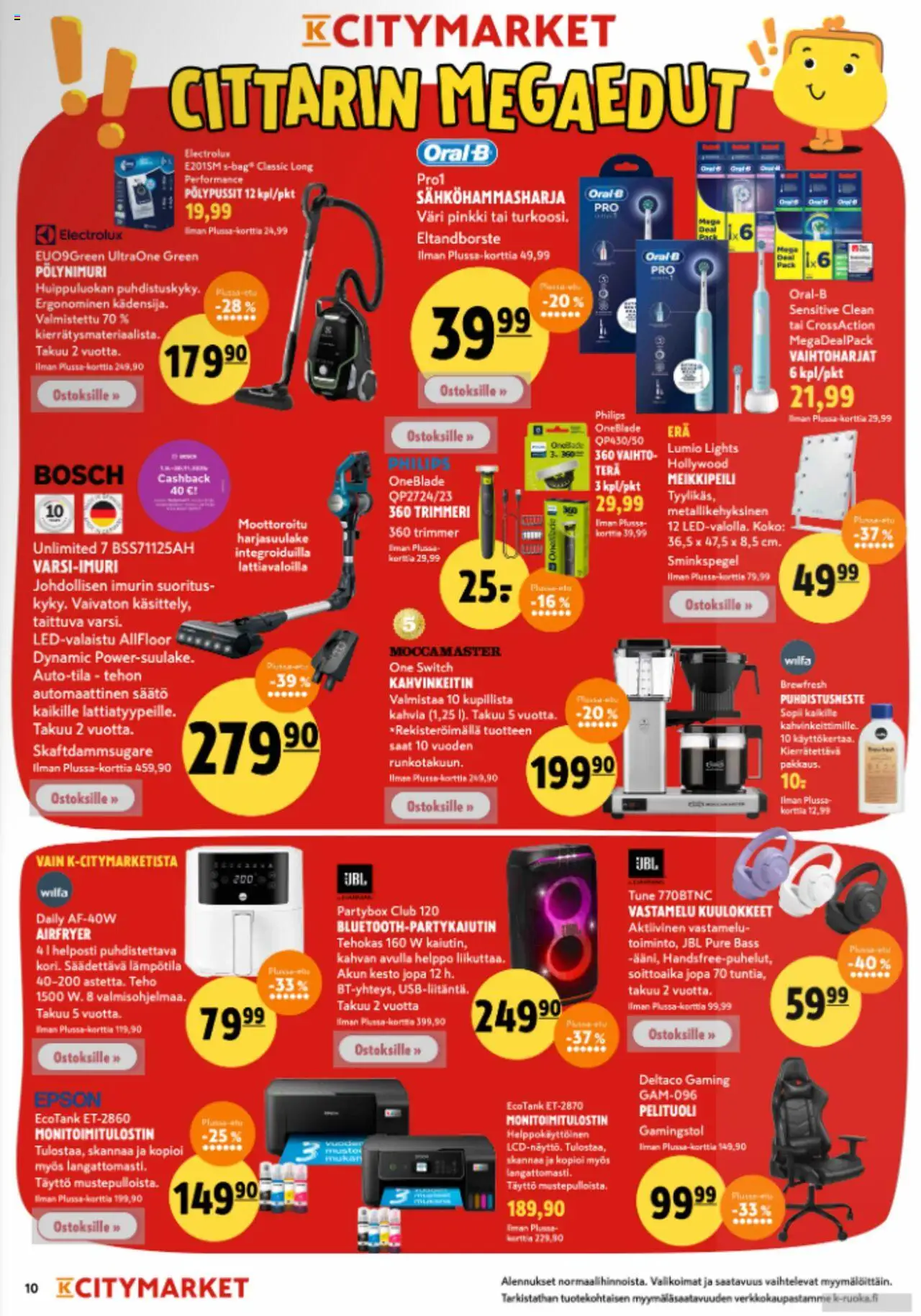 K-Citymarket tarjoukset – voimassa 11.09.2025 alkaen | Sivu: 10 | Tuotteet: Sähköhammasharja, Monitoimitulostin, Pelituoli, Trimmeri