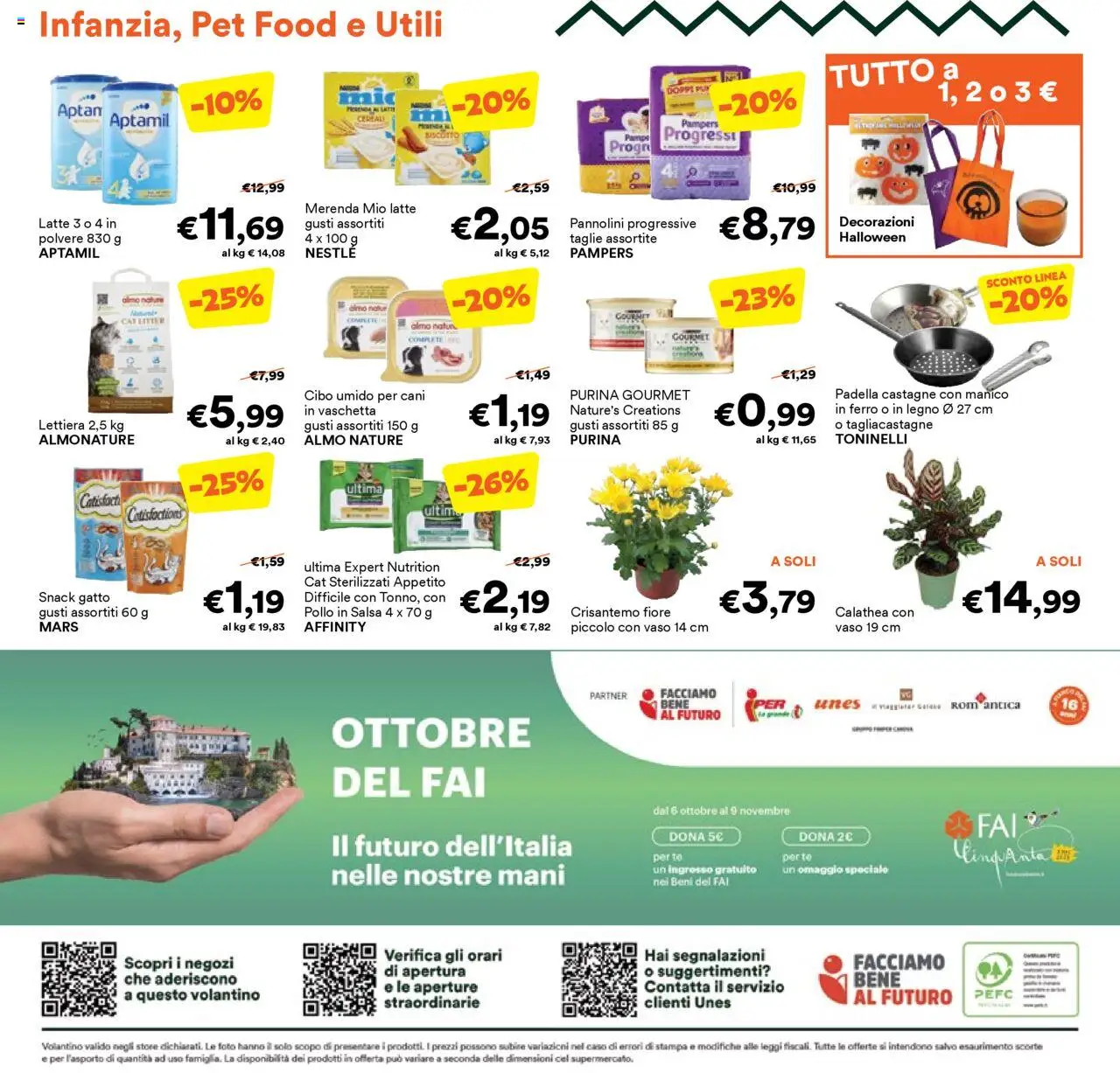 Volantino Unes del 08.10.2025 | Pagina: 20 | Prodotti: Latte, Padella, Vaso, Decorazioni