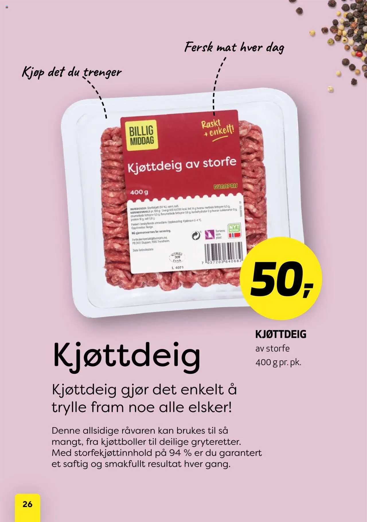 {H1} | Side: 26 | Produkter: Teniși, Kjøttdeig, Strandväska, Necessär