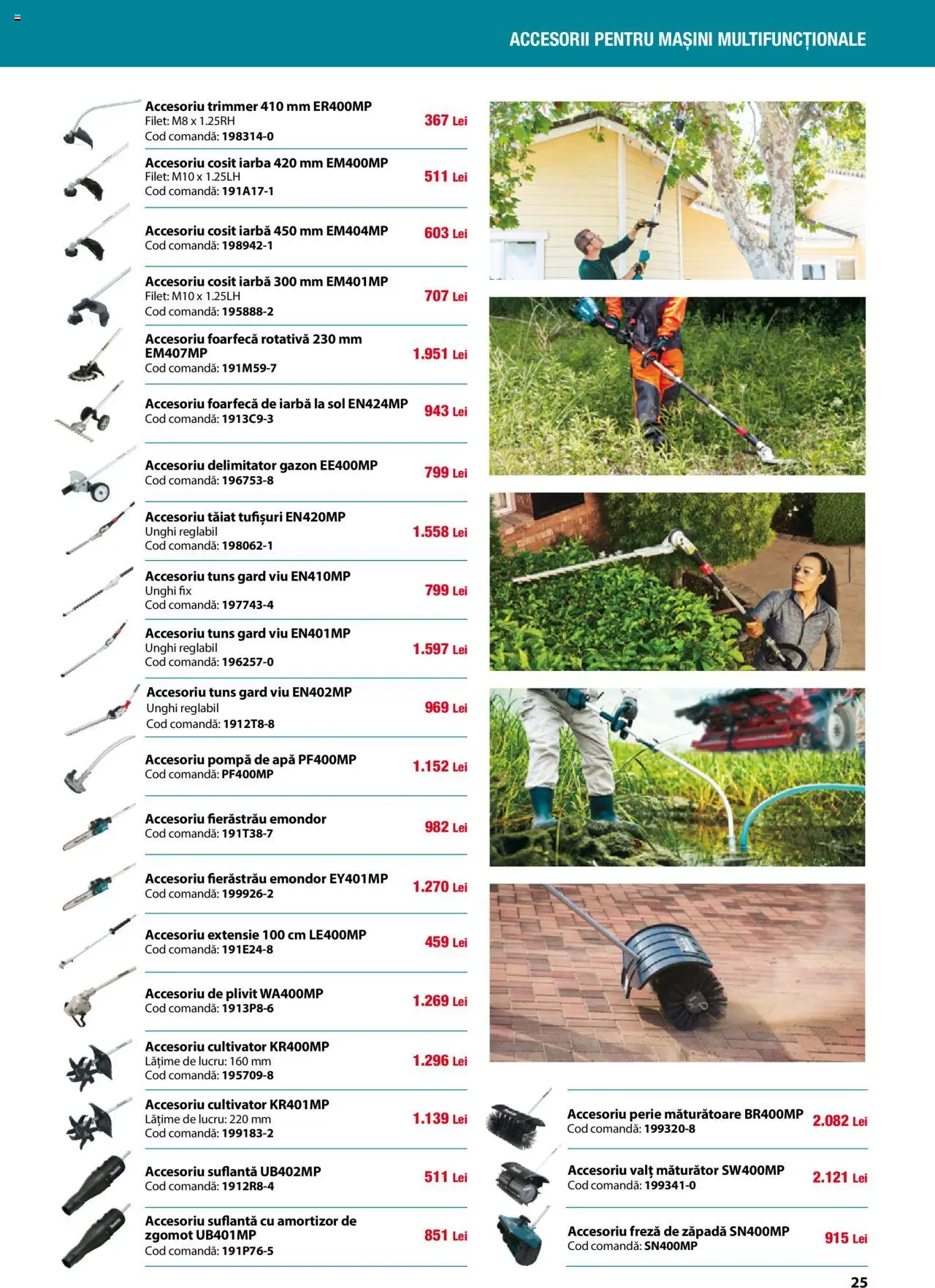 Noul catalog Makita – valabil de la 01.04.2025 | Pagină: 25 | Produse: Trimmer, Suflantă, Perie, Apă