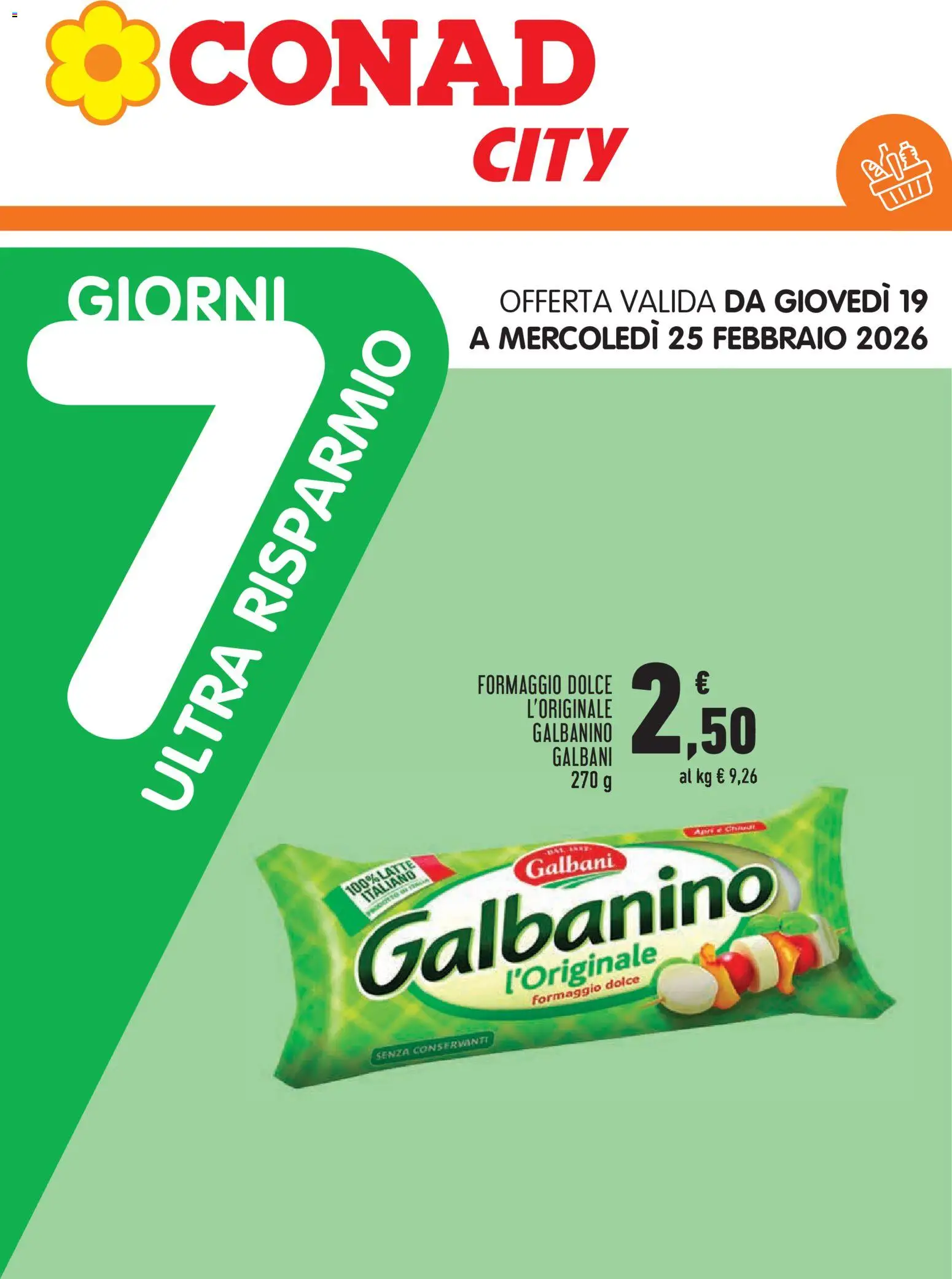 Volantino Conad del 19.02.2026 | Pagina: 1 | Prodotti: Latte, Formaggio
